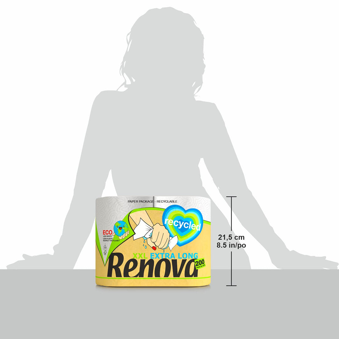 Renova - Recycled Kitchen Rolls 2-Ply XXL (Pack of 2) Wrapped in Paper