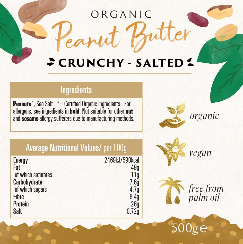 Biona Organic Crunchy Peanut Butter with Salt - 500g 2
