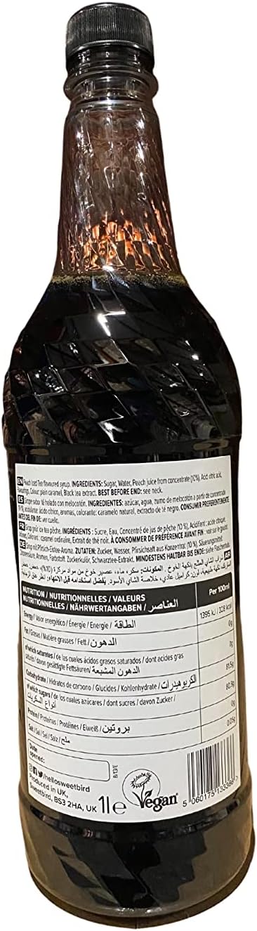 Sweetbird Peach Iced Tea Syrup (1 Litre) - Vegan Friendly 2