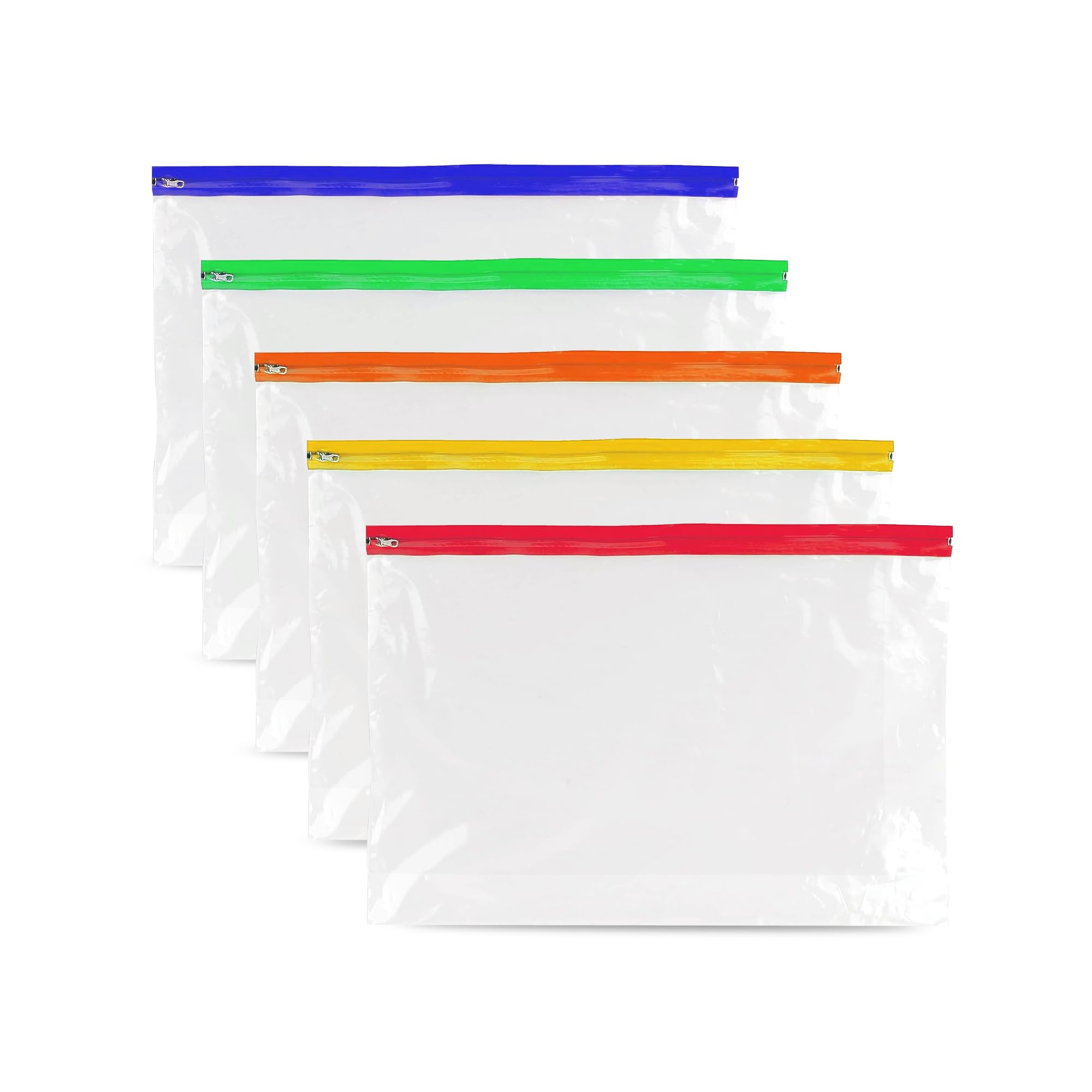 G4GADGET A4 Plus Zipper Pouch Document Bags - Pack of 5 | 370mm x 260mm | Assorted Colors