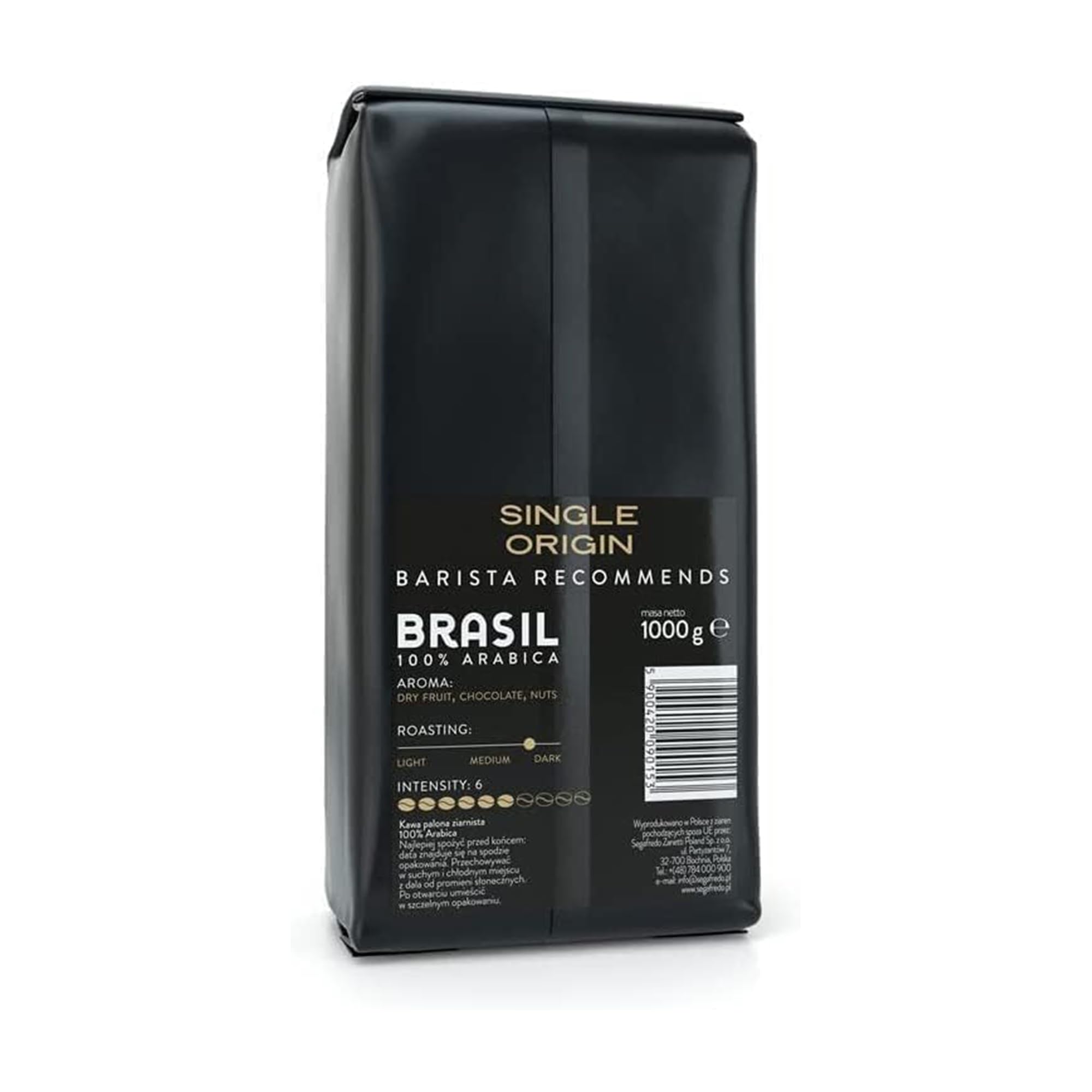 Segafredo Zanetti Single Origin Brasil Roasted Whole Coffee Beans - 100% Arabica, 1Kg Pack