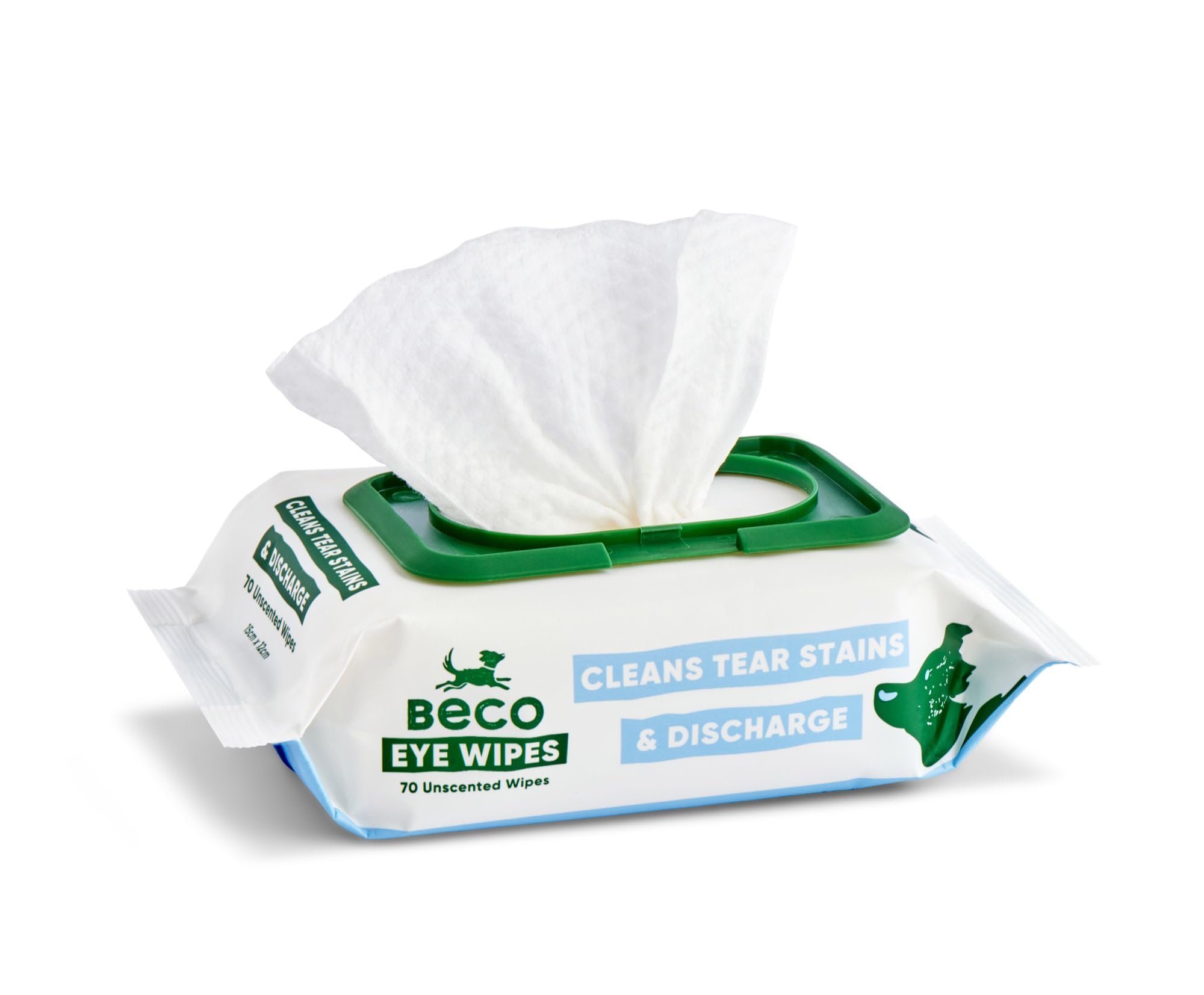 Beco Dog Eye Wipes - 70 Pack for Eye Discharge & Tear Stains | Aloe Vera & Cucumber Infused