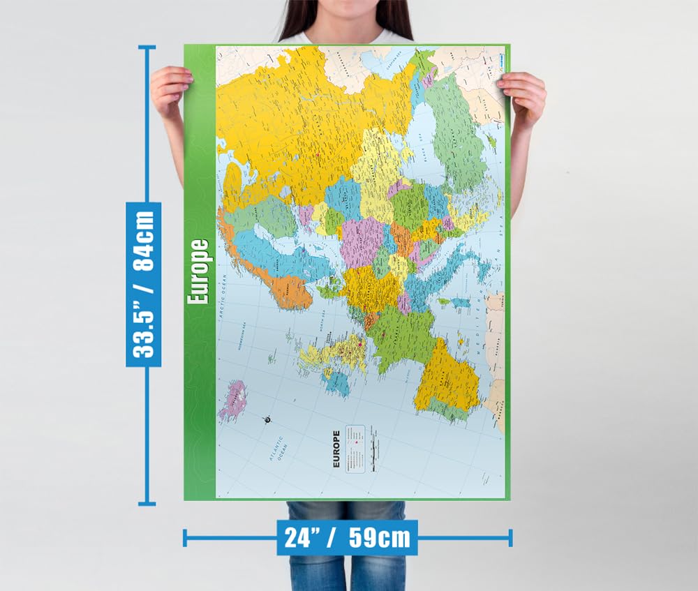 Daydream Education Europe Map Poster - Laminated A1 Size for Classroom Geography Learning 3