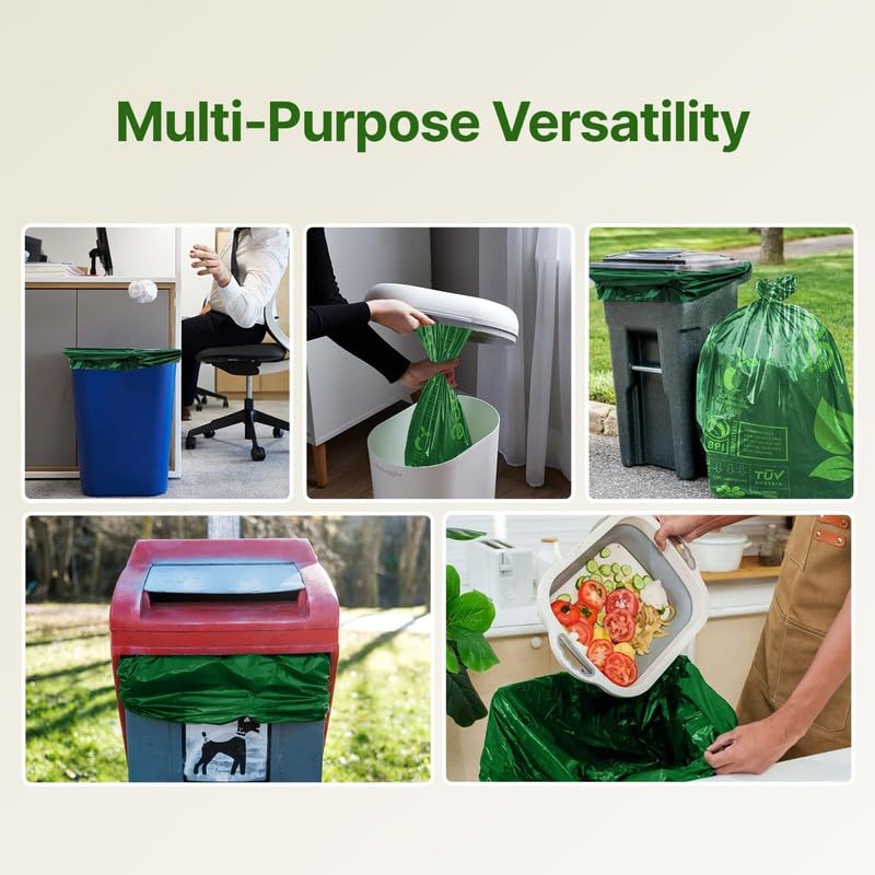 CareBee Biodegradable Kitchen Bin Bags - 120 Count, 8L Capacity, Compostable & Leak-Proof 6