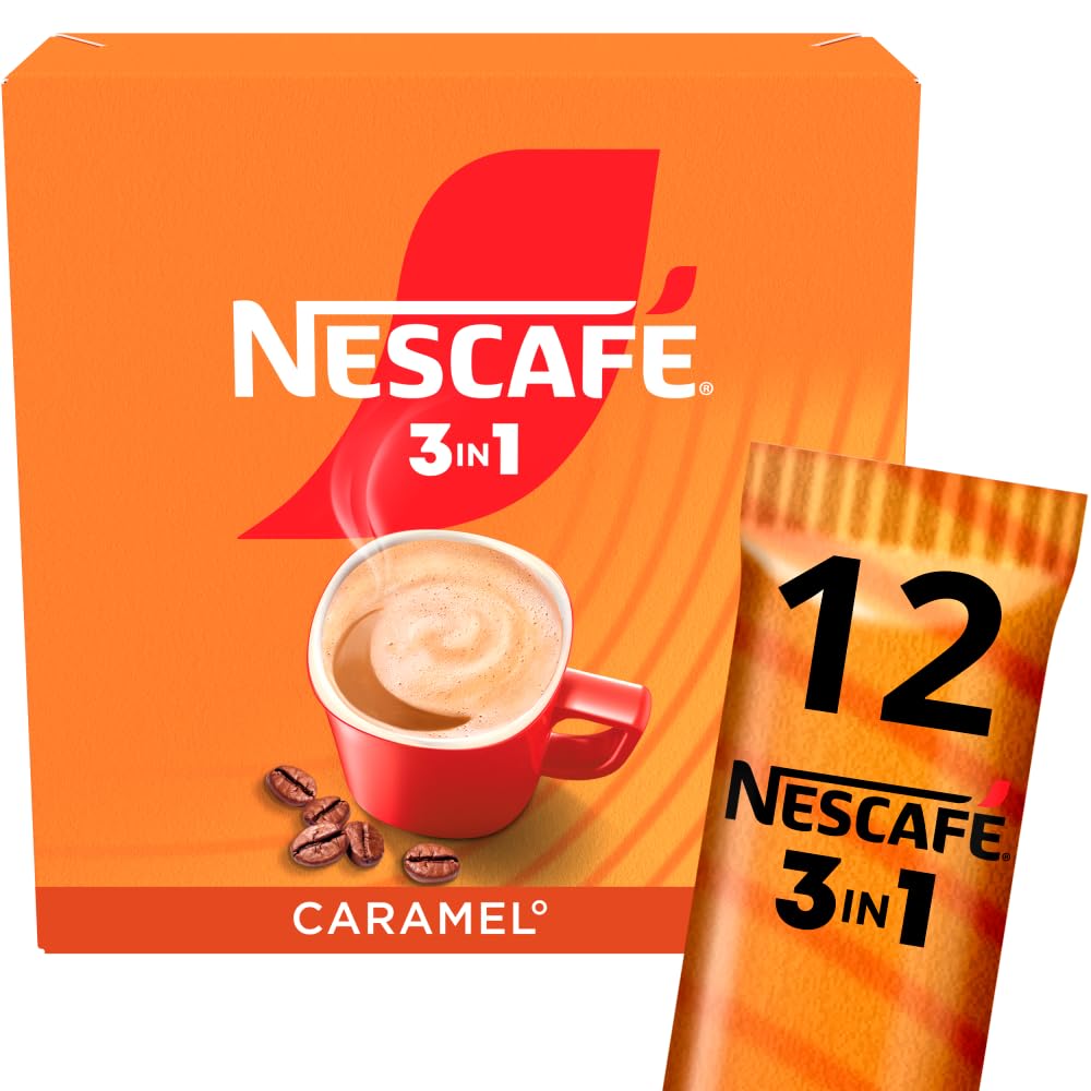 NESCAFÉ 3 in 1 Caramel Instant Coffee (1 Pack of 12 Drinks) 1