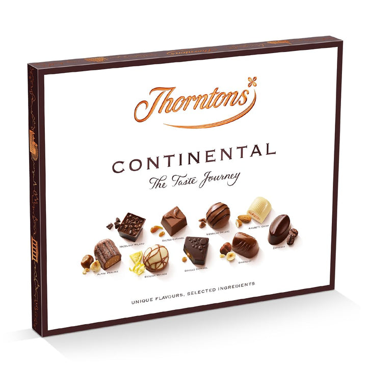 Thorntons Continental Milk, Dark and White Chocolate Assortment Box 454g
