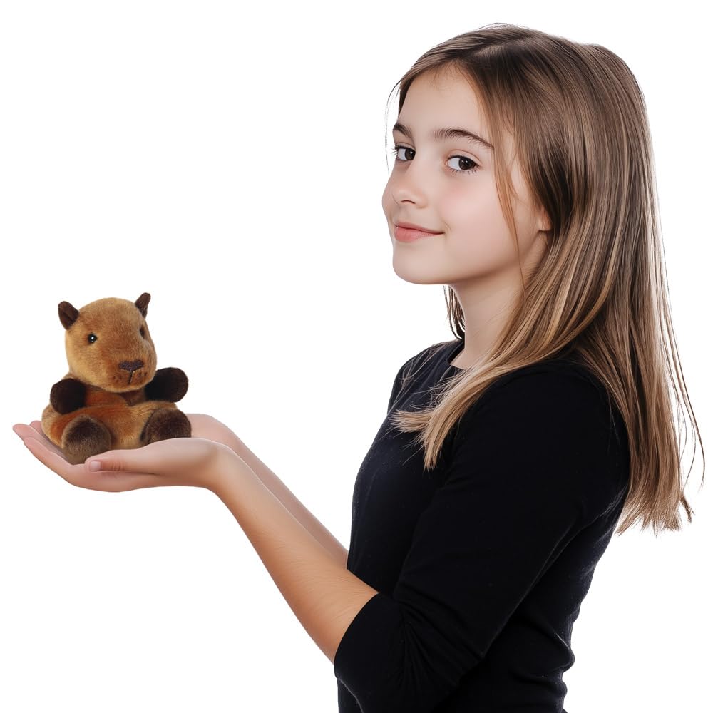 Aurora Palm Pals Sid Capybara 5In Soft Toy - Brown Plush, Eco-Friendly Bean Filled Plush for Babies & Kids 11