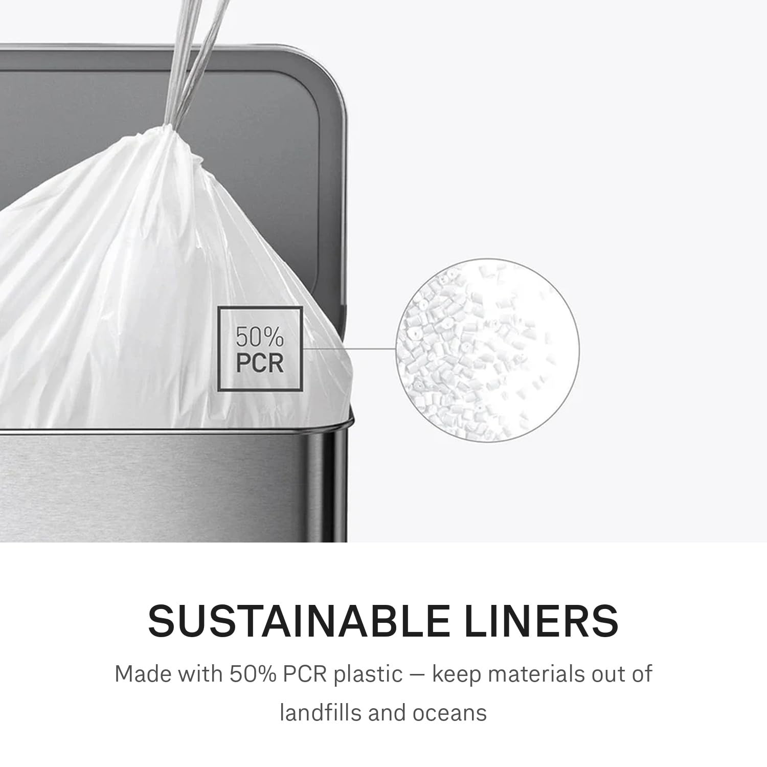simplehuman CW0256 Code F Custom Fit Bin Liner Bulk Pack, White Plastic, 60 Count 4