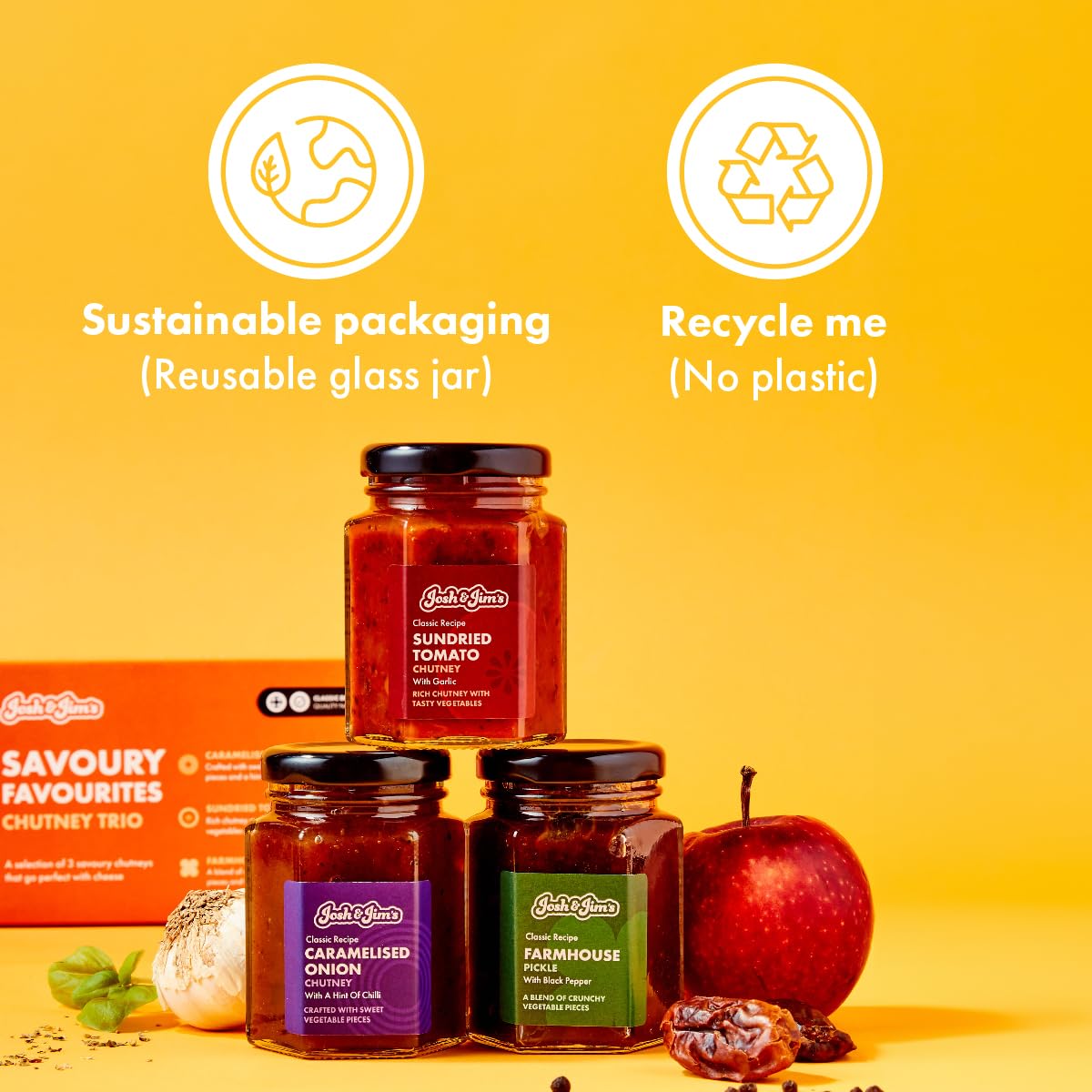 Josh & Jim's - Savoury Chutney Trio with Caramelised Onion, Farmhouse Pickle & Tomato Chutney 7