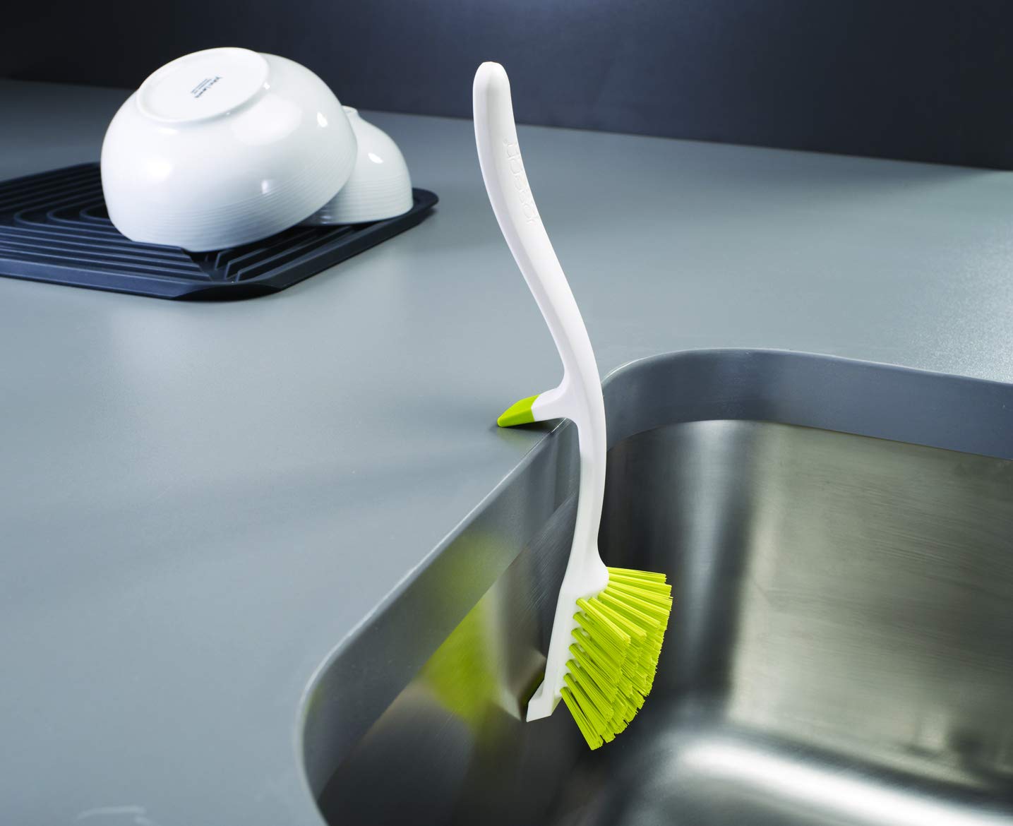 Joseph Joseph Edge Dish Brush - Integrated Sink Rest & Pan Scraper | Grey