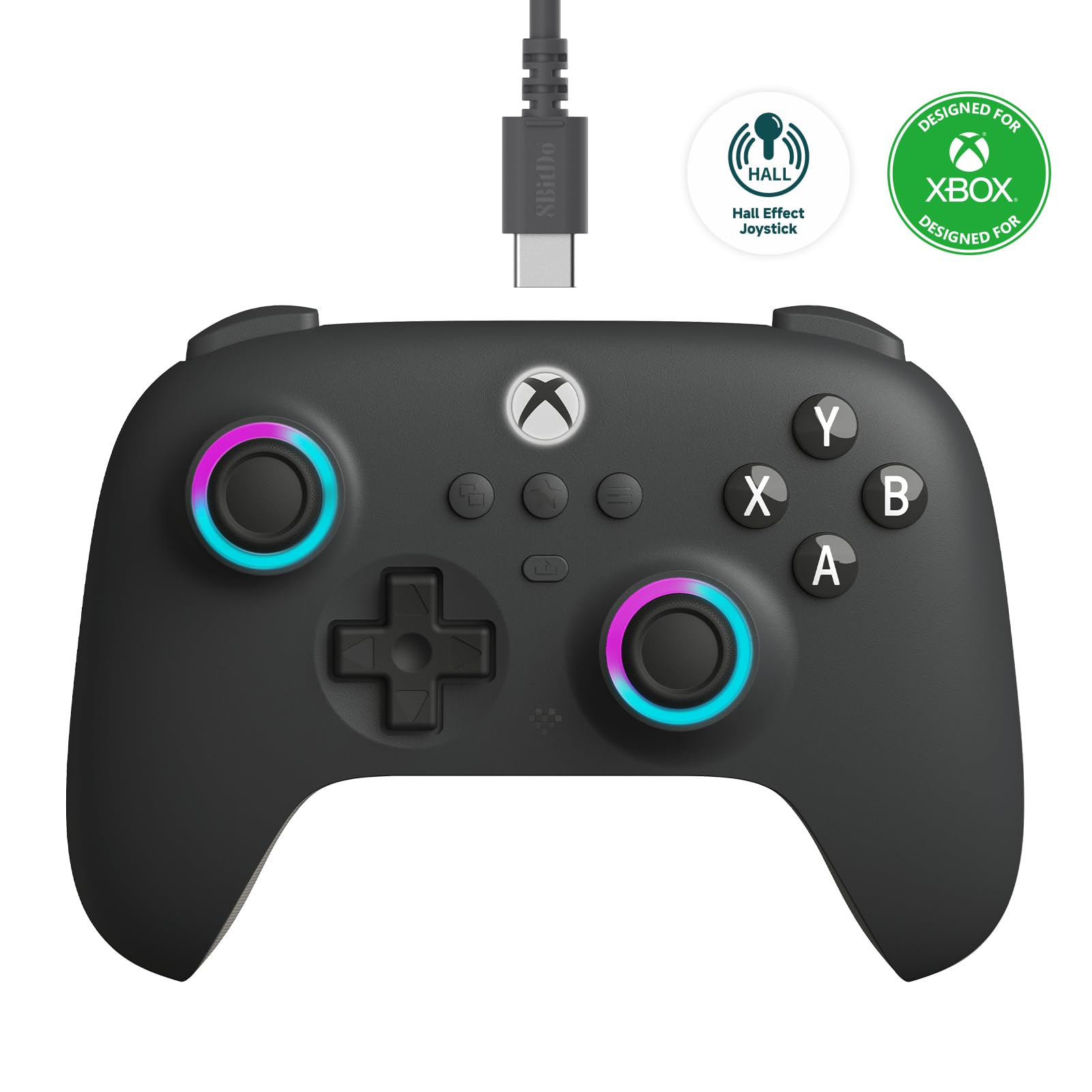 8Bitdo Ultimate C Wired Controller for Xbox Series X|S, Xbox One, Windows | RGB Fire Ring | Hall Effect Joysticks 1