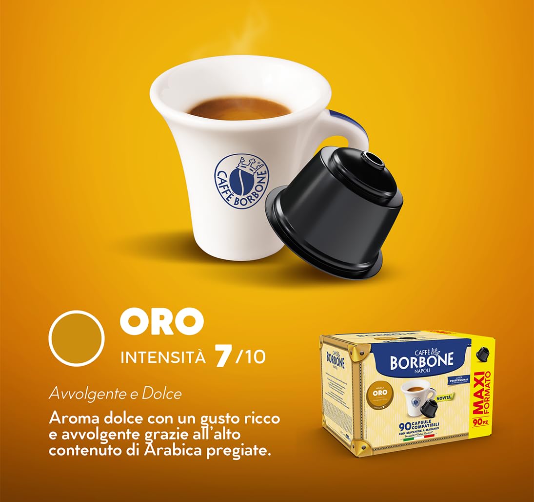 CAFFÈ BORBONE Gold Blend Coffee Capsules - 90 Count | Dolce Gusto Compatible | Intensity 7.5 5