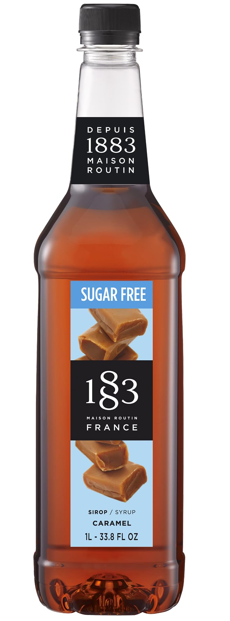 1883 MAISON ROUTIN Premium Sugar Free Caramel Syrup - 1L Bottle | For Coffee & Desserts