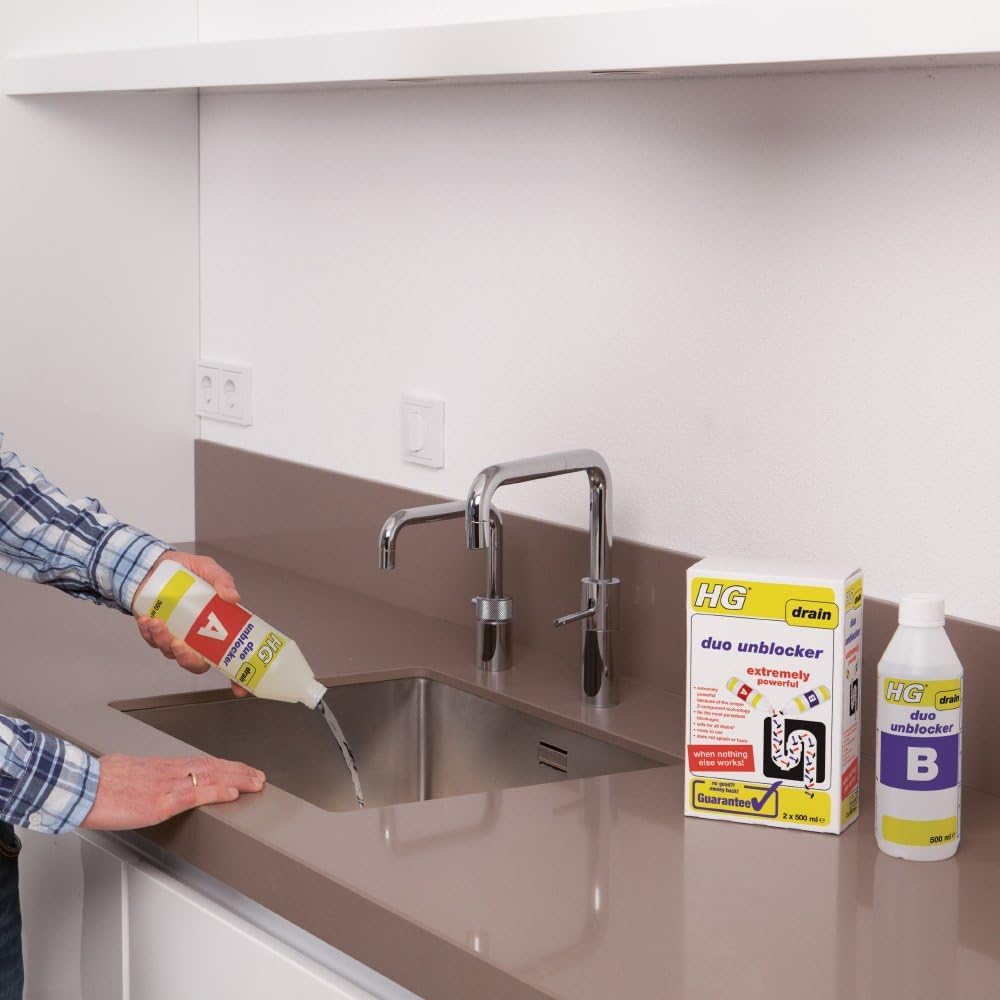 HG Duo Unblocker 1L - Extremely Powerful 2-Component Drain Unblocker for Kitchen & Bathroom Drains 6