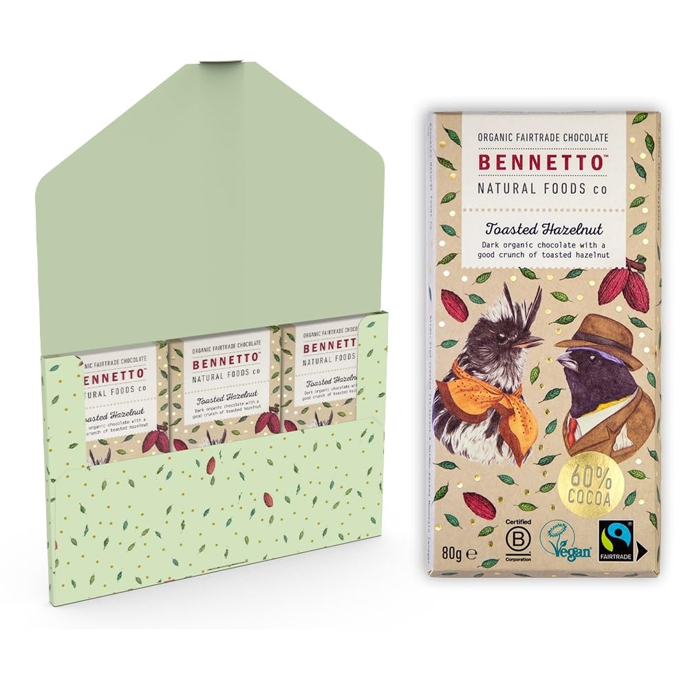 Bennetto Organic Dark Chocolate with Toasted Hazelnuts 60% - 270g 1