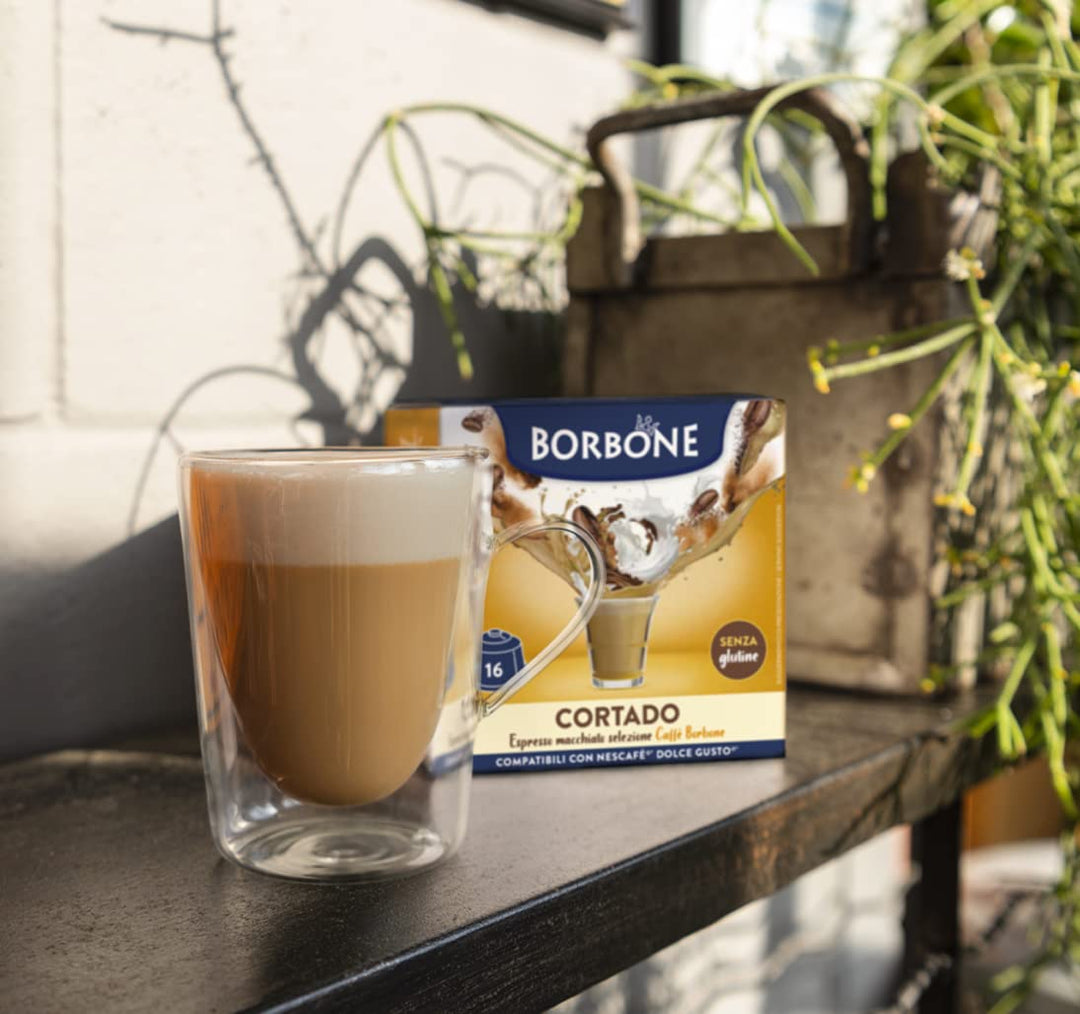 Caffè Borbone Cortado - Espresso Macchiato - 64 Capsules (4 packs of 16) - Compatible with Nescafè Dolce Gusto
