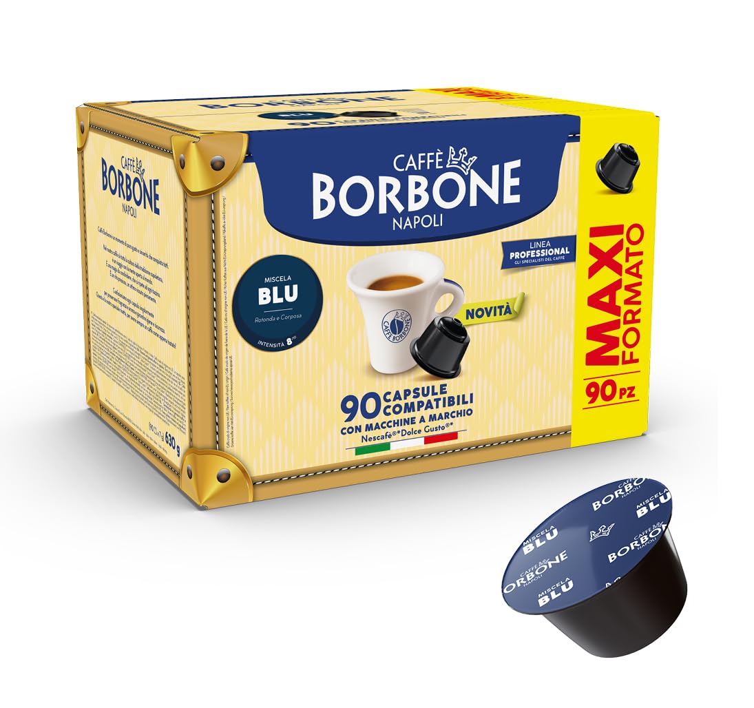 CAFFÈ BORBONE Blue Blend Coffee Capsules - Dolce Gusto Compatible | 90 Count | Intensity 8