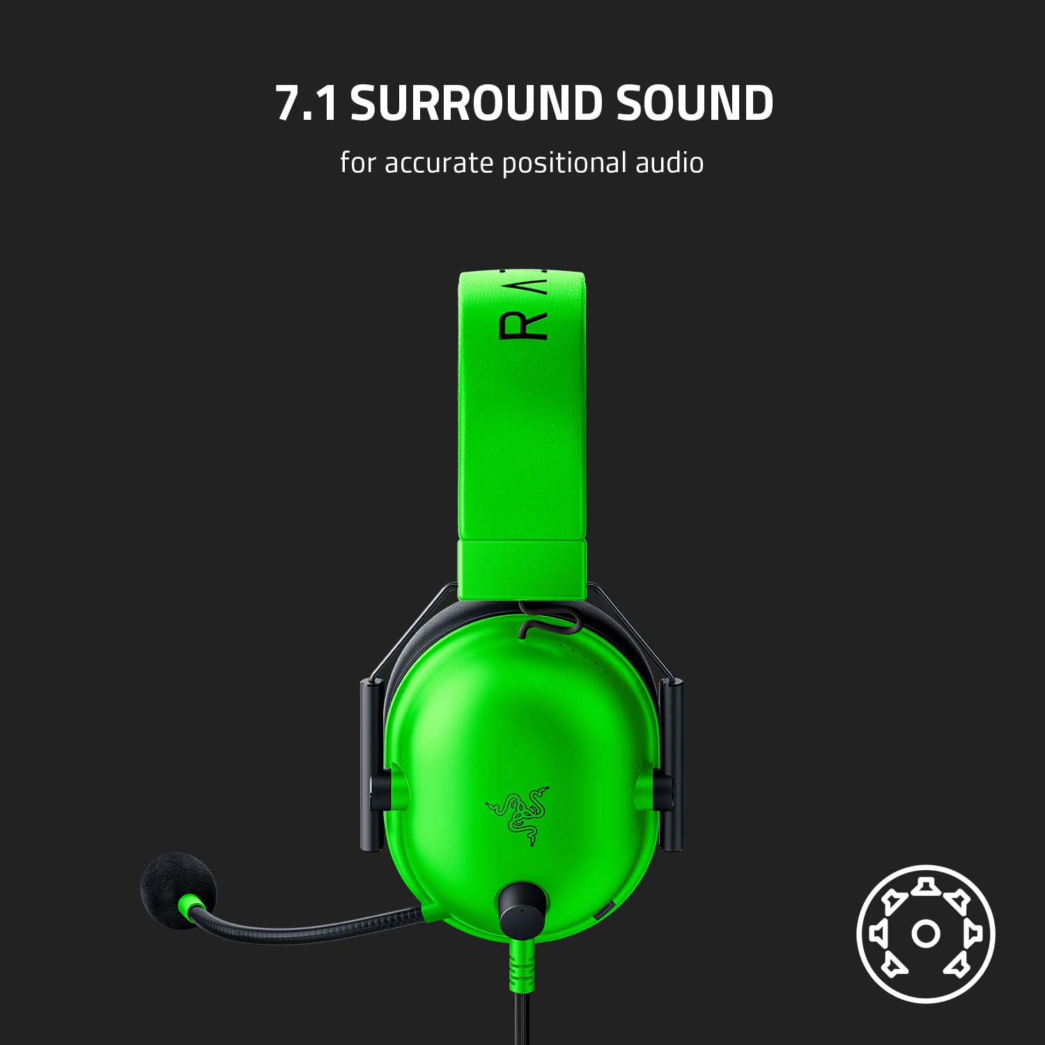 Razer BlackShark V2 X - Multi-Platform Wired Esports Headset (Triforce 50 mm Drivers, Advanced Passive Noise Cancellation, 7.1 Surround Sound, Hyperclear Cardioid Mic) Green 8