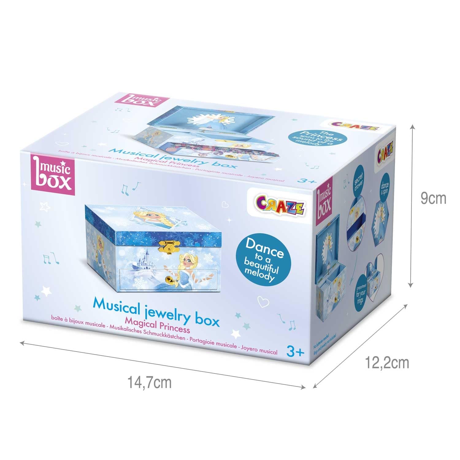 CRAZE Music Box Princess - Musical Jewellery Box with Spinning Ballerina, Mirror & Secret Drawer 3
