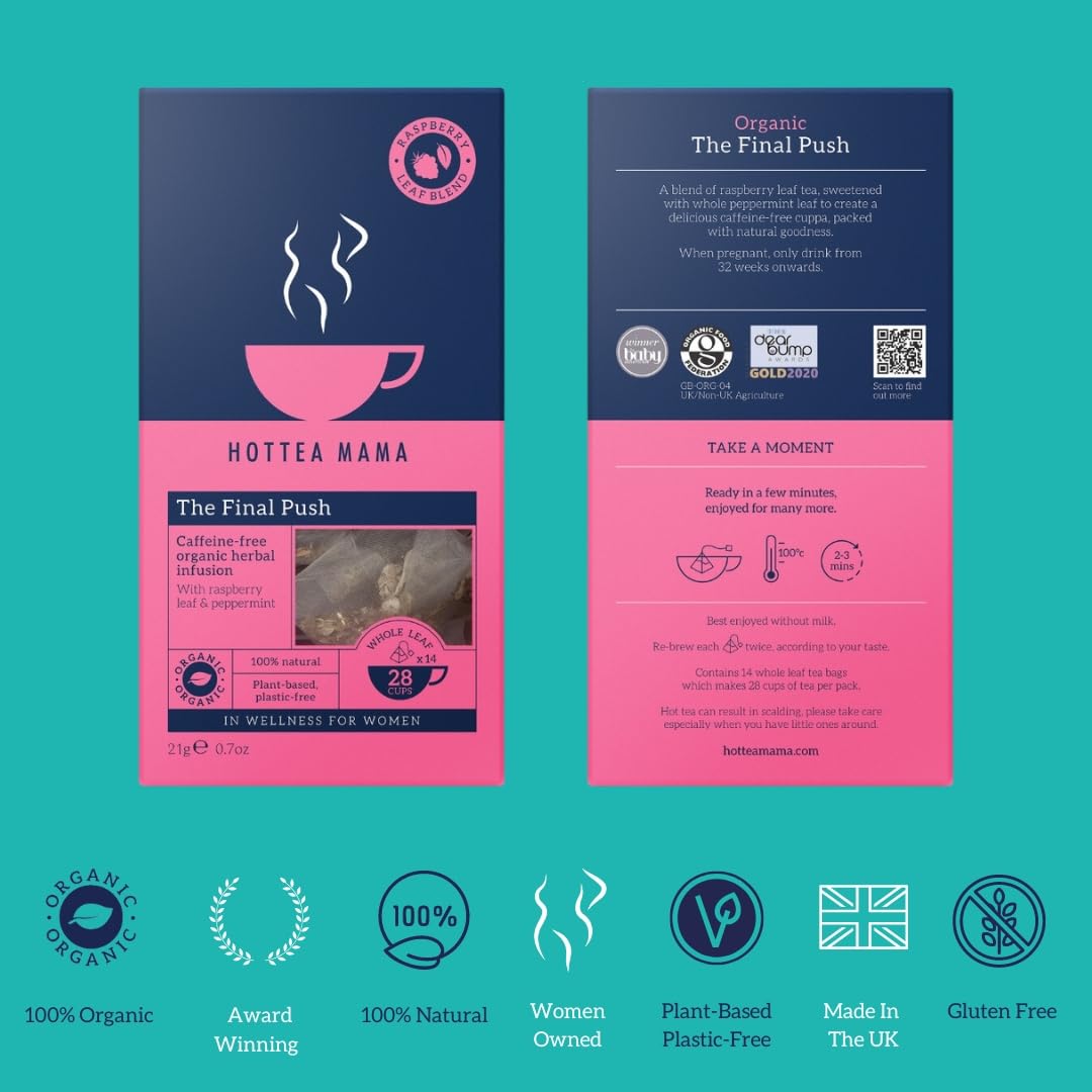 HOTTEA MAMA The Final Push Organic Raspberry and Peppermint Pregnancy Tea