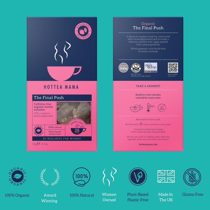 HOTTEA MAMA The Final Push Organic Raspberry and Peppermint Pregnancy Tea