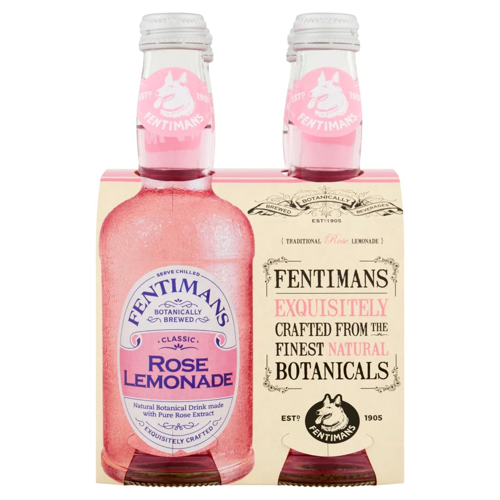 Fentimans Rose Lemonade - Botanically Brewed, Gluten-Free, Vegan | 275 ml Bottle (Pack of 4)