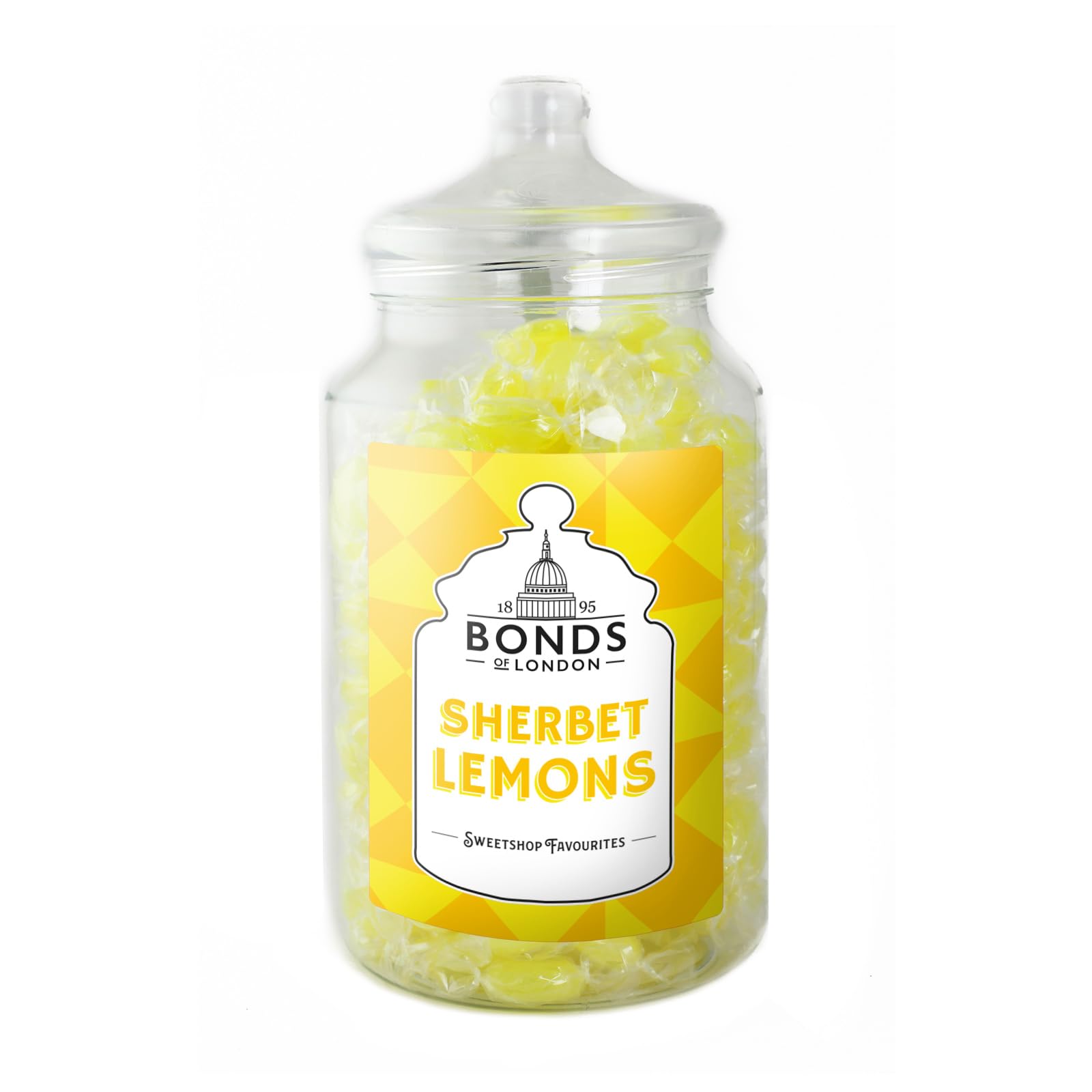 Bonds of London - Lemon Sherbets Jar Retro Chewy Sweets, 1.7 kg Vegetarian Fizzy Citrus Treats
