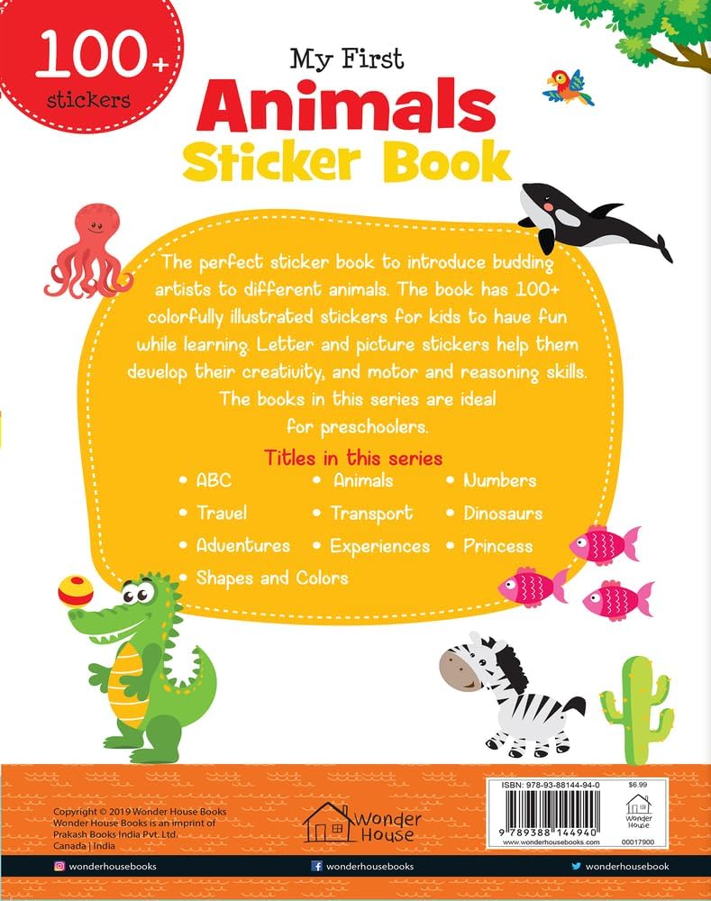 Wonder House My First Animal Sticker Book - 100+ Colorful Stickers | Hardcover | Ages 0-3