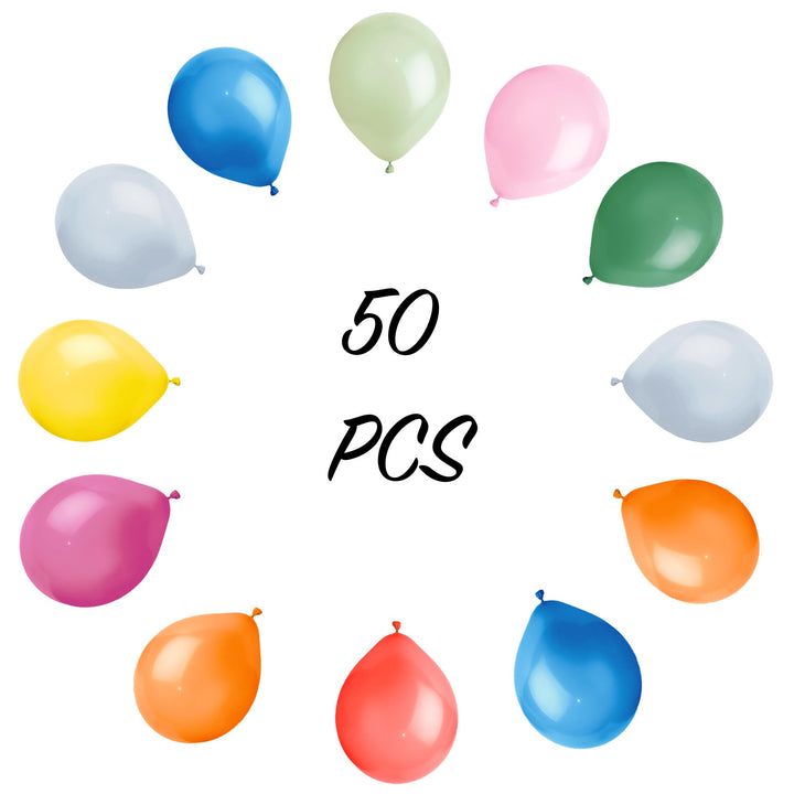 SHATCHI Rainbow Balloons 50 Pack - 12 Inch Metallic Latex Party Decorations