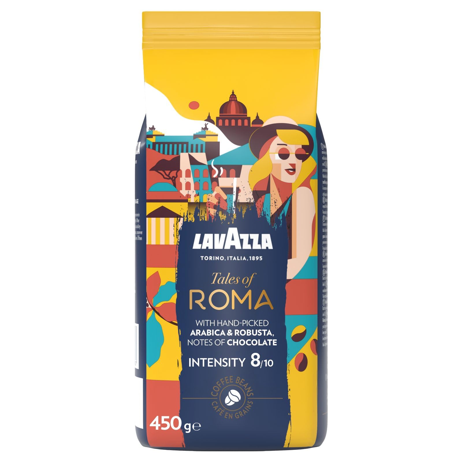 Lavazza Tales of Roma Roasted Whole Coffee Beans | Intensity 8/10 | 450g