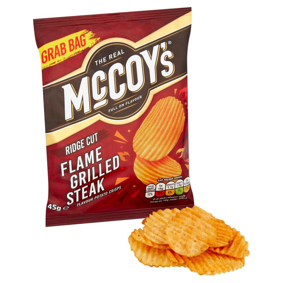McCoys Flame Grilled Steak Grab Bag Crisps 45g (Multipack of 36)