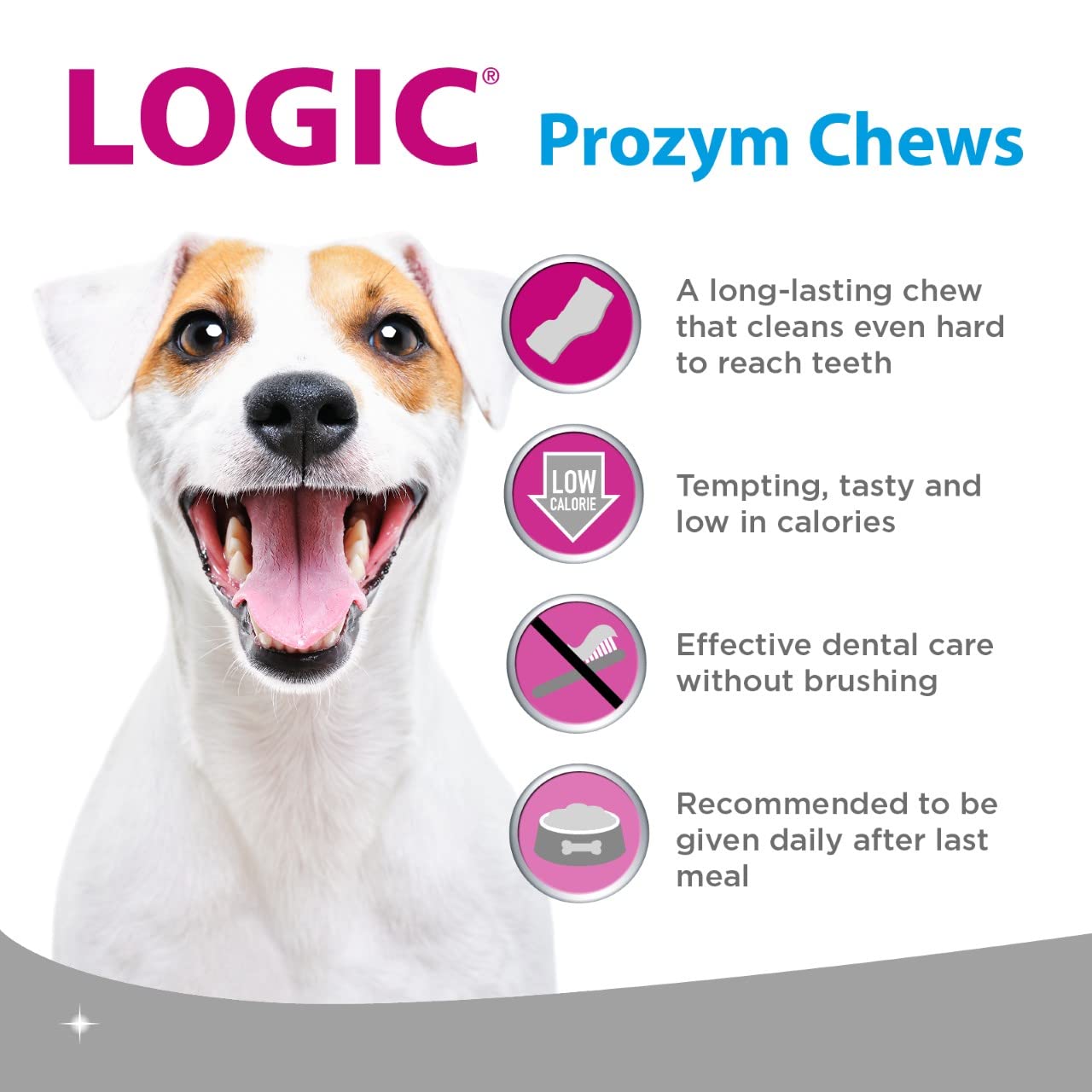 Logic Prozym Dental Sticks for Small Dogs & Puppies - Beef Flavor, Low Calorie | 15 Chews