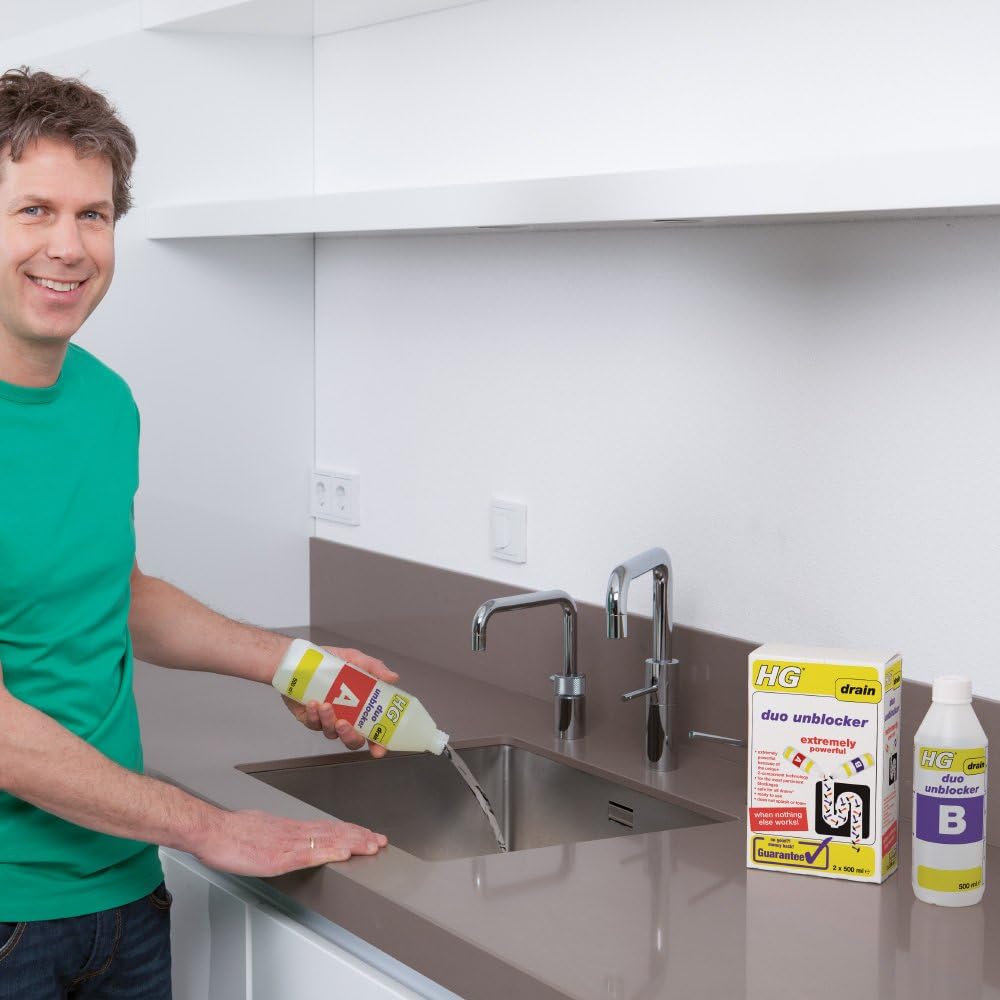 HG Duo Unblocker 1L - Extremely Powerful 2-Component Drain Unblocker for Kitchen & Bathroom Drains 7