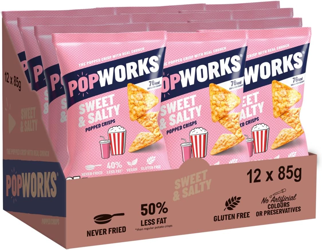 Popworks Sweet & Salty 85g (Case of 12) Vegan Gluten Free Popped Crisps 1