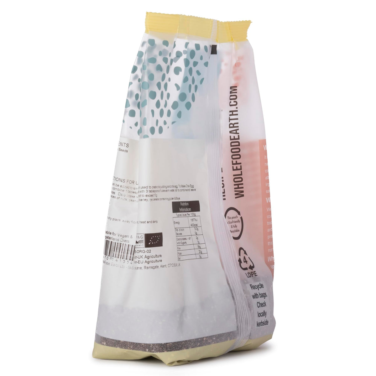 Wholefood Earth Organic Chia Seeds - Raw, Vegan, GMO Free | 250g