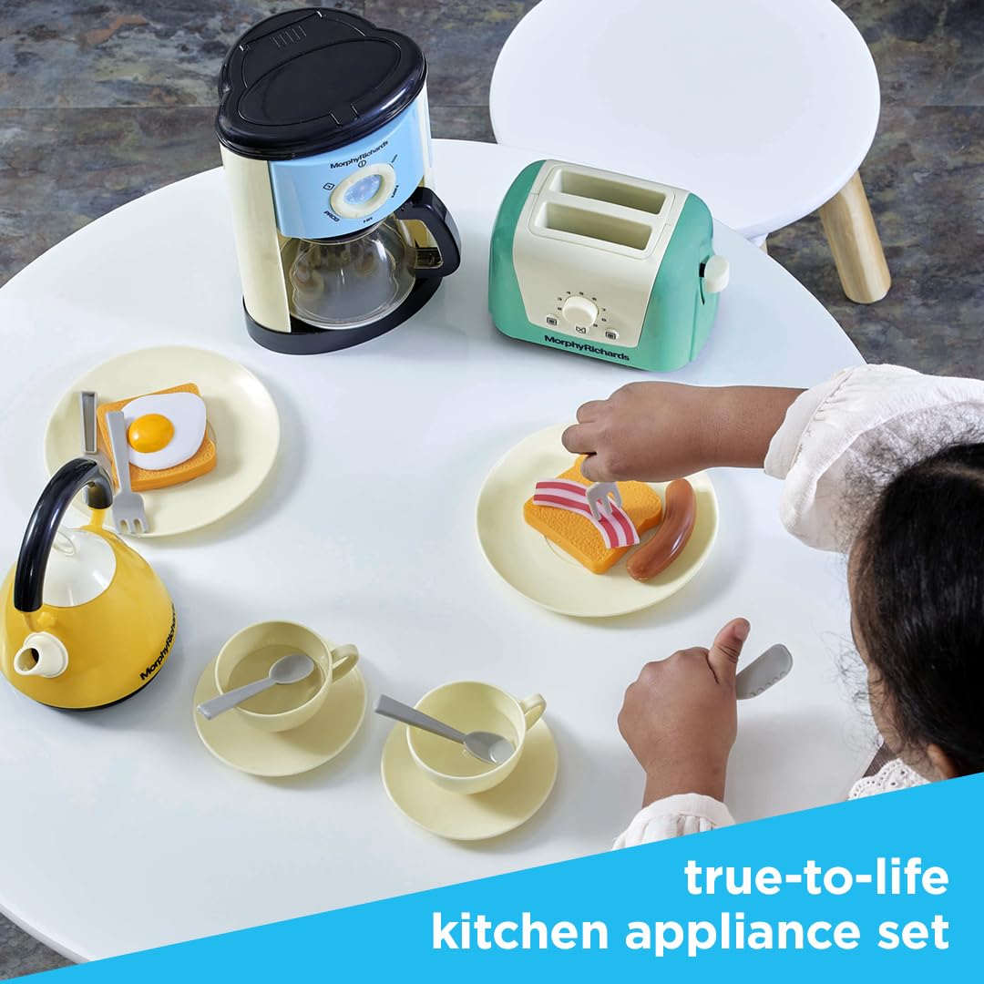 Casdon Morphy Richards Kitchen Set - Toy Appliances with Toaster, Kettle, Coffee Maker | Pastel | Ages 3+ 4