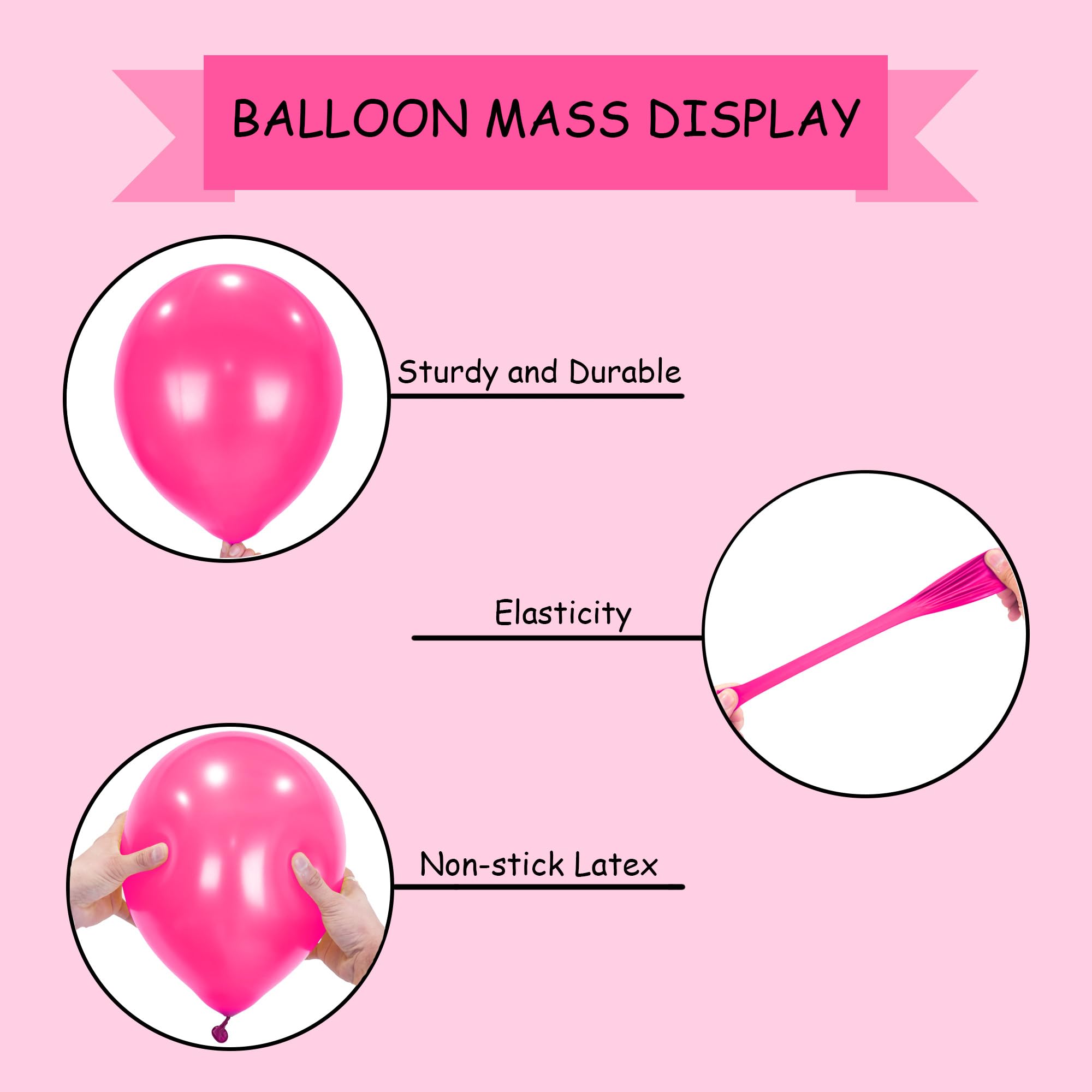 SHATCHI Fuchsia Pink Balloons - 25 Pack, 12 Inch Thick Latex, Biodegradable | Supports Helium & Air 6