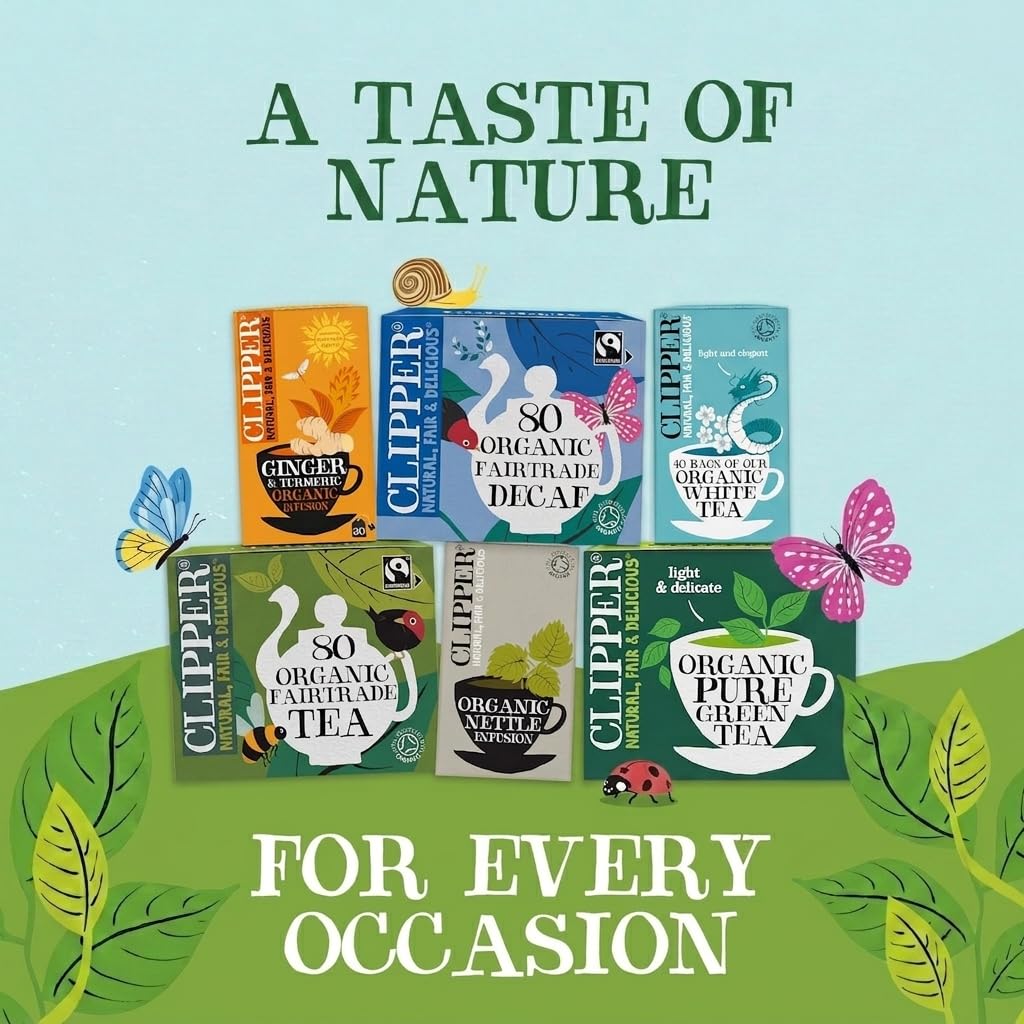 Clipper Natural, Fair & Delicious Everyday Fairtrade Black Tea Bags - 320 Count (4 x 80 Pack) | Compostable 7