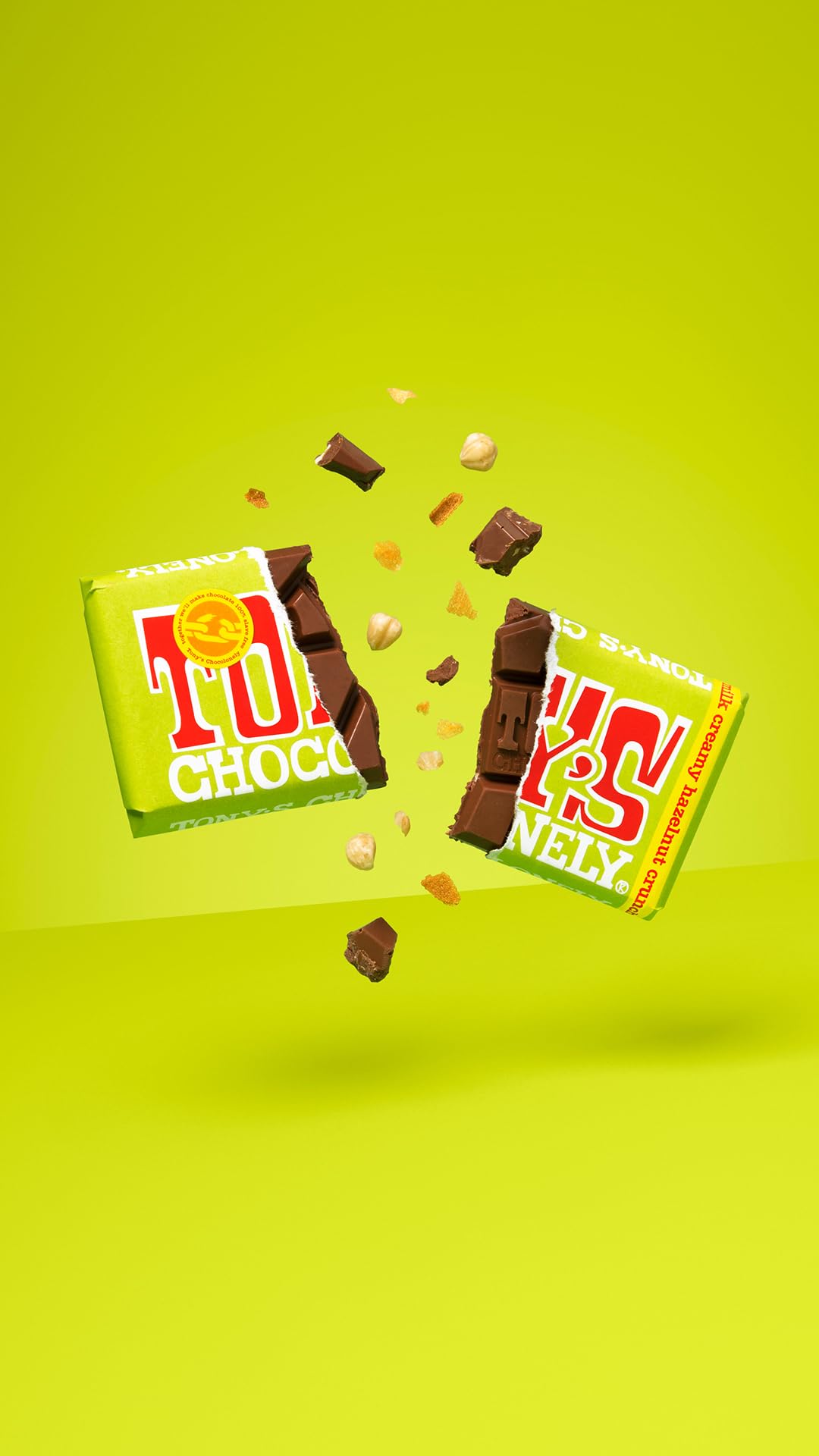 Tony's Chocolonely Milk Chocolate with Hazelnut Crunch Bar - 180g, Belgian Fairtrade, Vegetarian