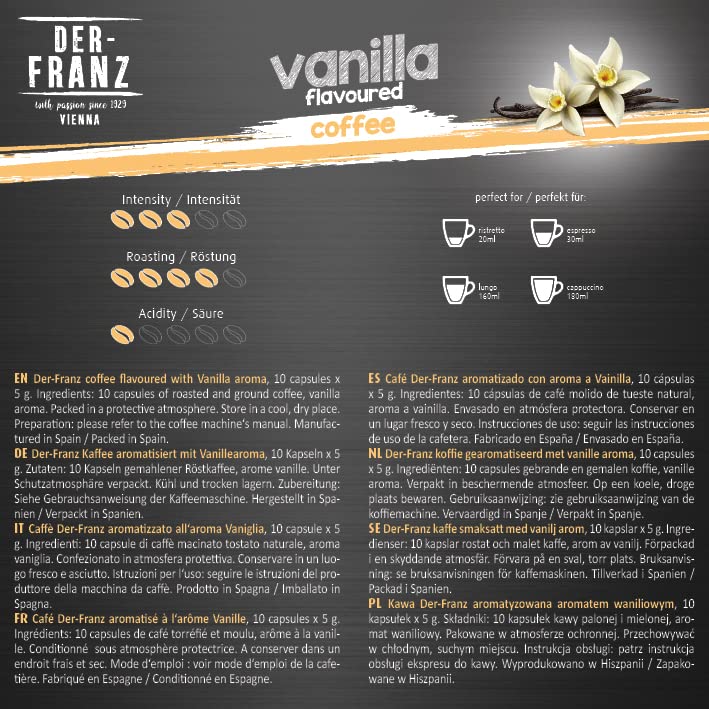 Der-Franz Hazelnut, Vanilla and Caramel Flavored Coffee Capsules, 120 Count (12x10) - Nespresso Compatible 4