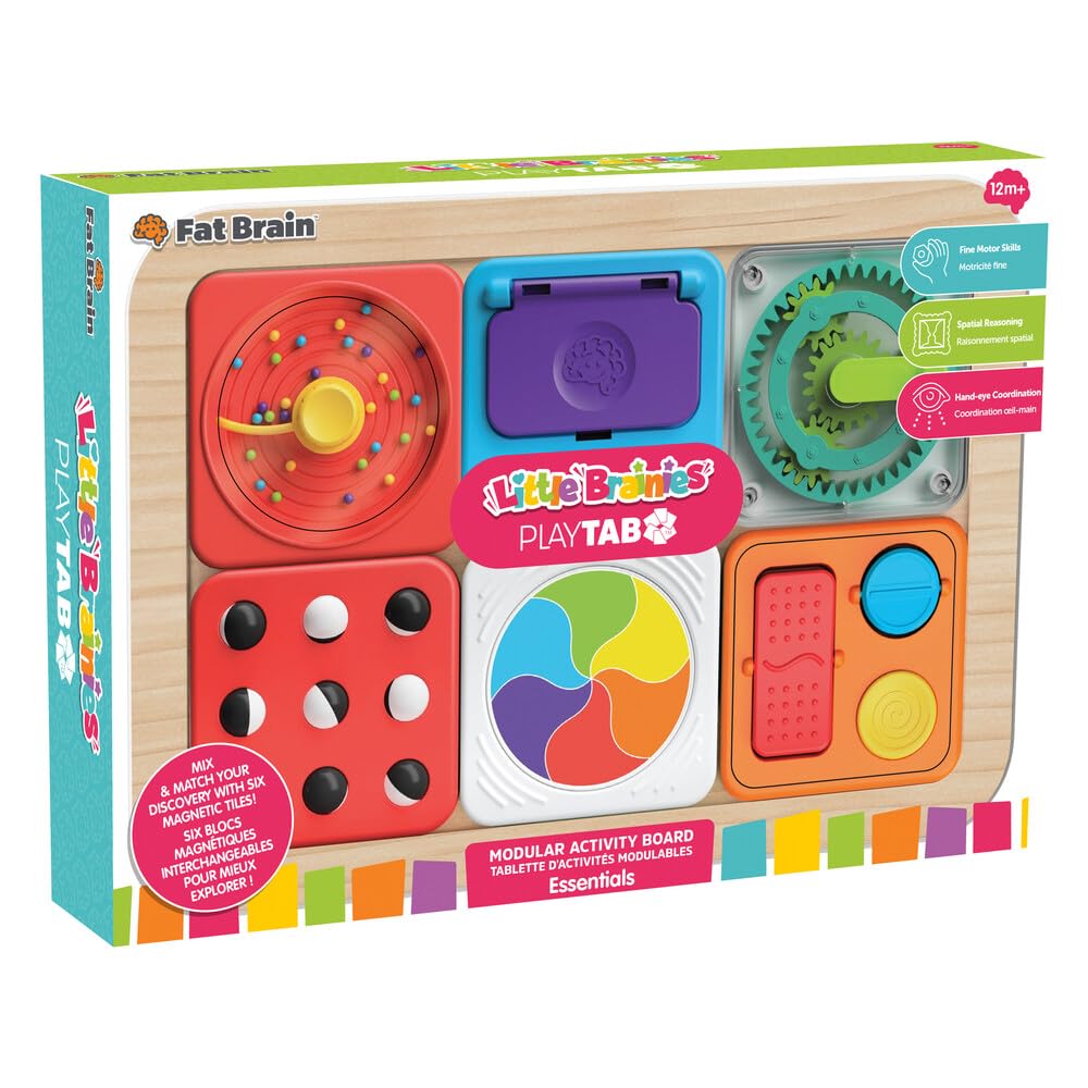 Fat Brain Toys PlayTab Essential Set - Magnetic Sensory Activity Board for Toddlers 12M+