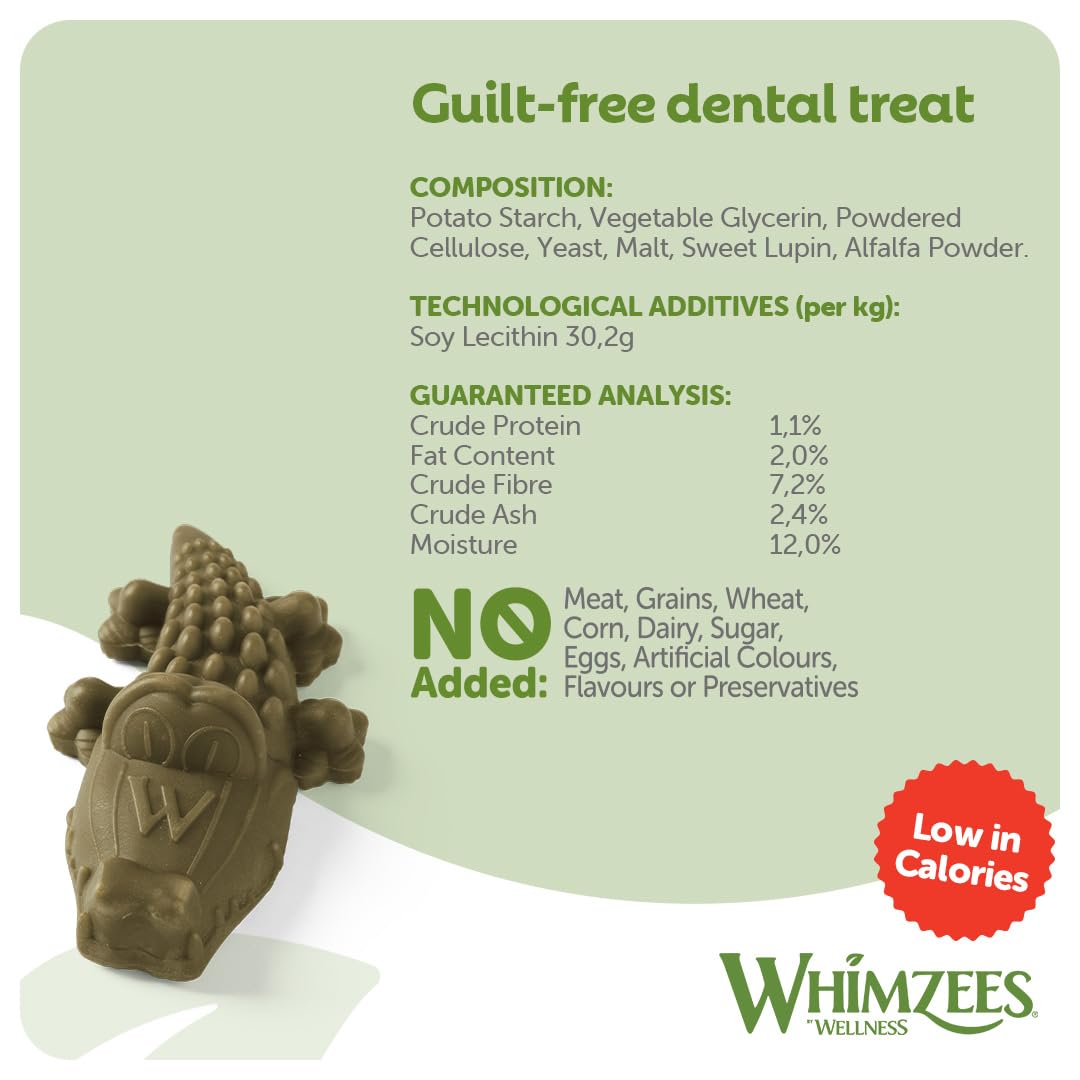 WHIMZEES By Wellness Alligator Dental Sticks - Natural, Grain-Free Chews for Medium Dogs (12 Count) 3