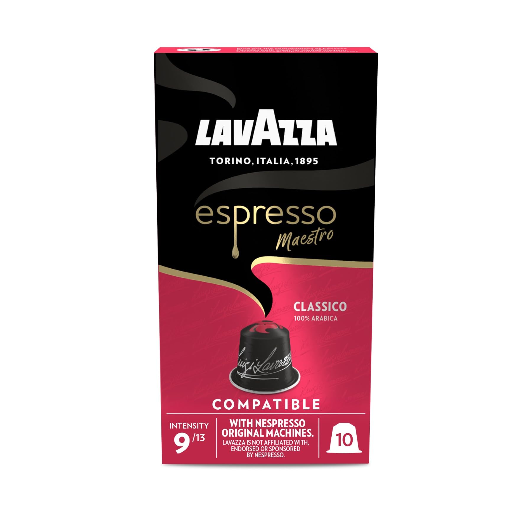Lavazza Espresso Maestro Classico Coffee Pods - 30 Count, Nespresso Compatible, Intensity 9