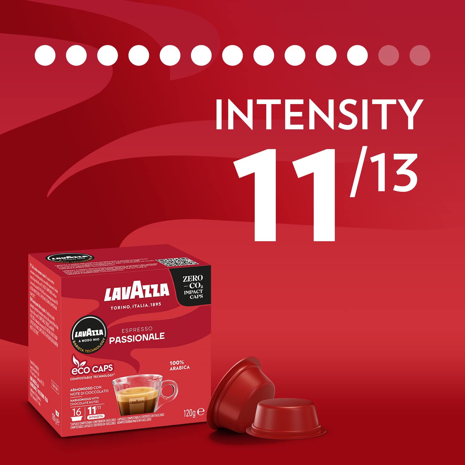 Lavazza A Modo Mio Espresso Passionale - 96 Compostable Coffee Capsules, 100% Arabica, Intensity 11/13 3