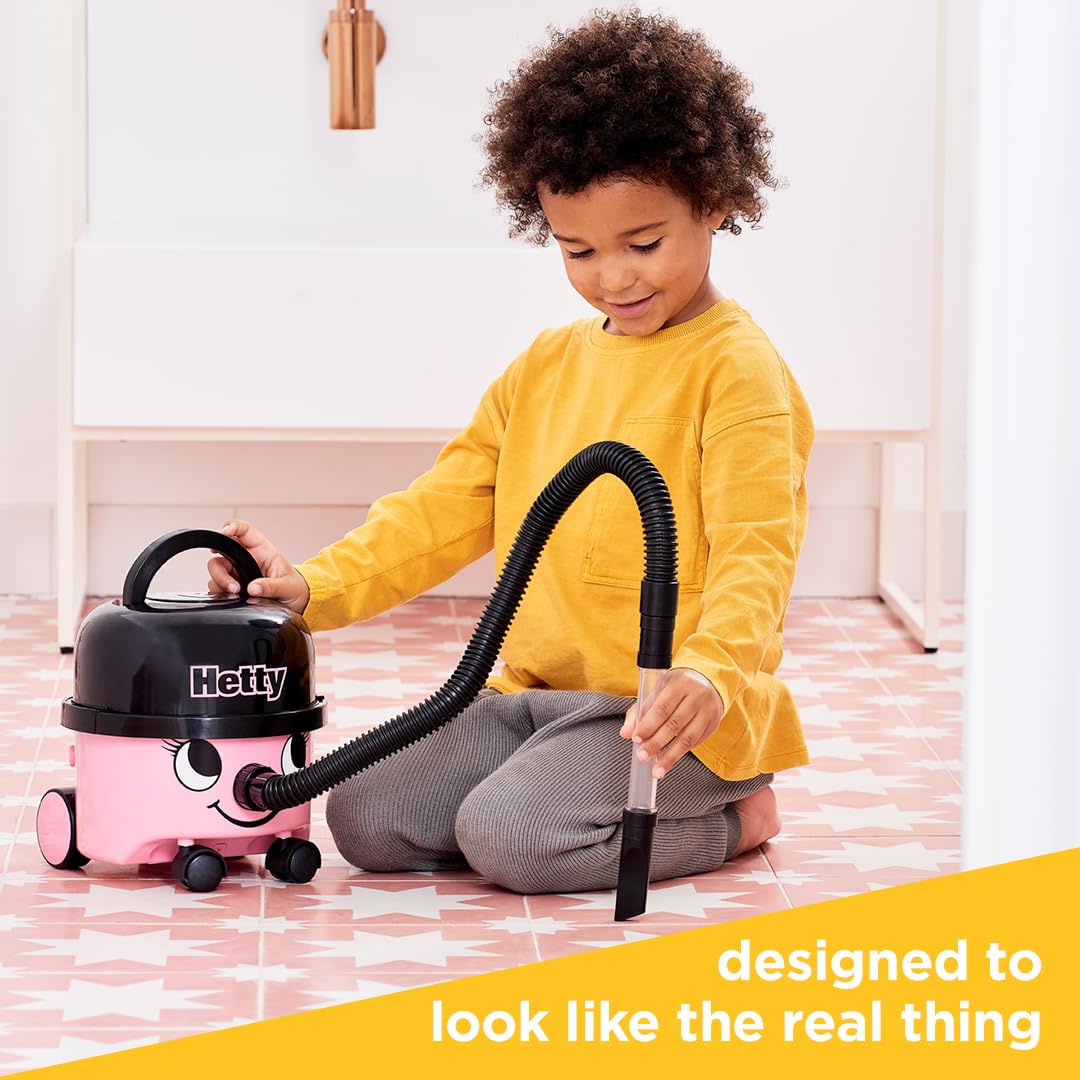 Casdon Hetty Vacuum Cleaner Toy - Pink Real Suction Function | Ages 3+ | Includes Nozzle Accessories 5