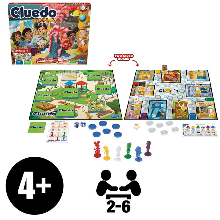 Hasbro Gaming Cluedo Junior Board Game, 2-in-1 Detective Game for Kids 4+ Years, Double-Sided Gameboard for 2-6 Players