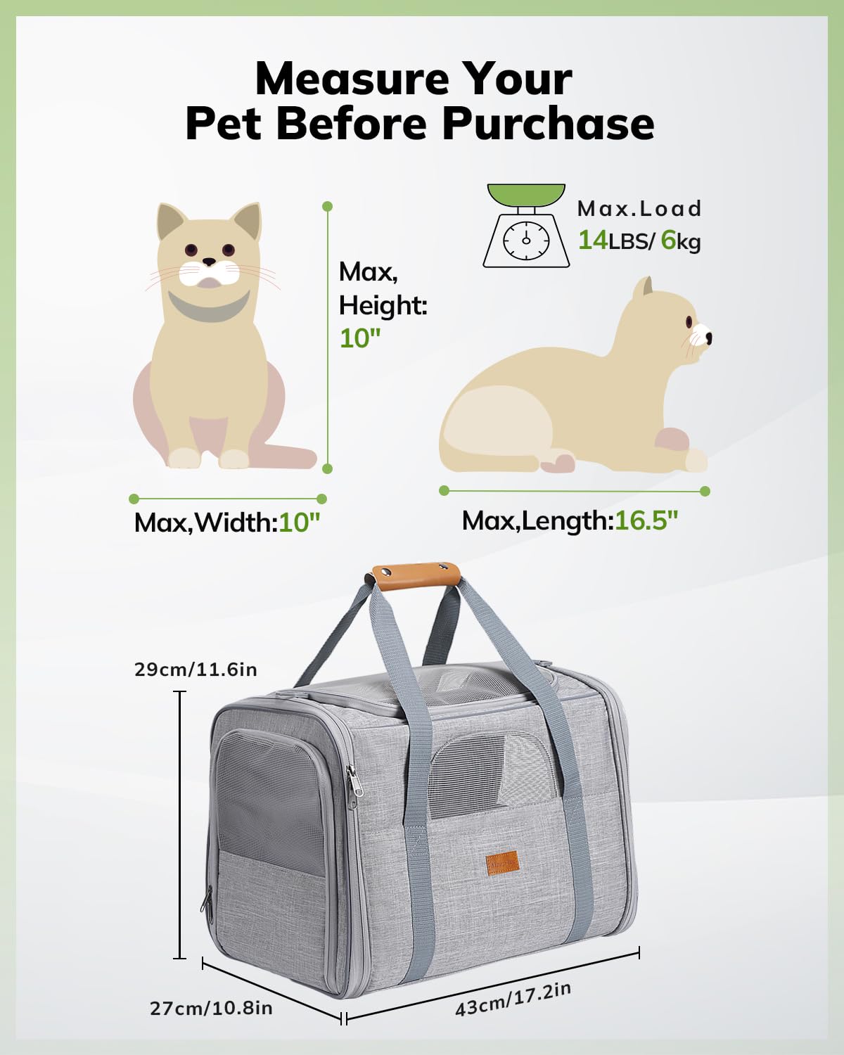morpilot Airline Approved Soft-Sided Pet Carrier for Cats & Dogs up to 7kg | Light Grey 6