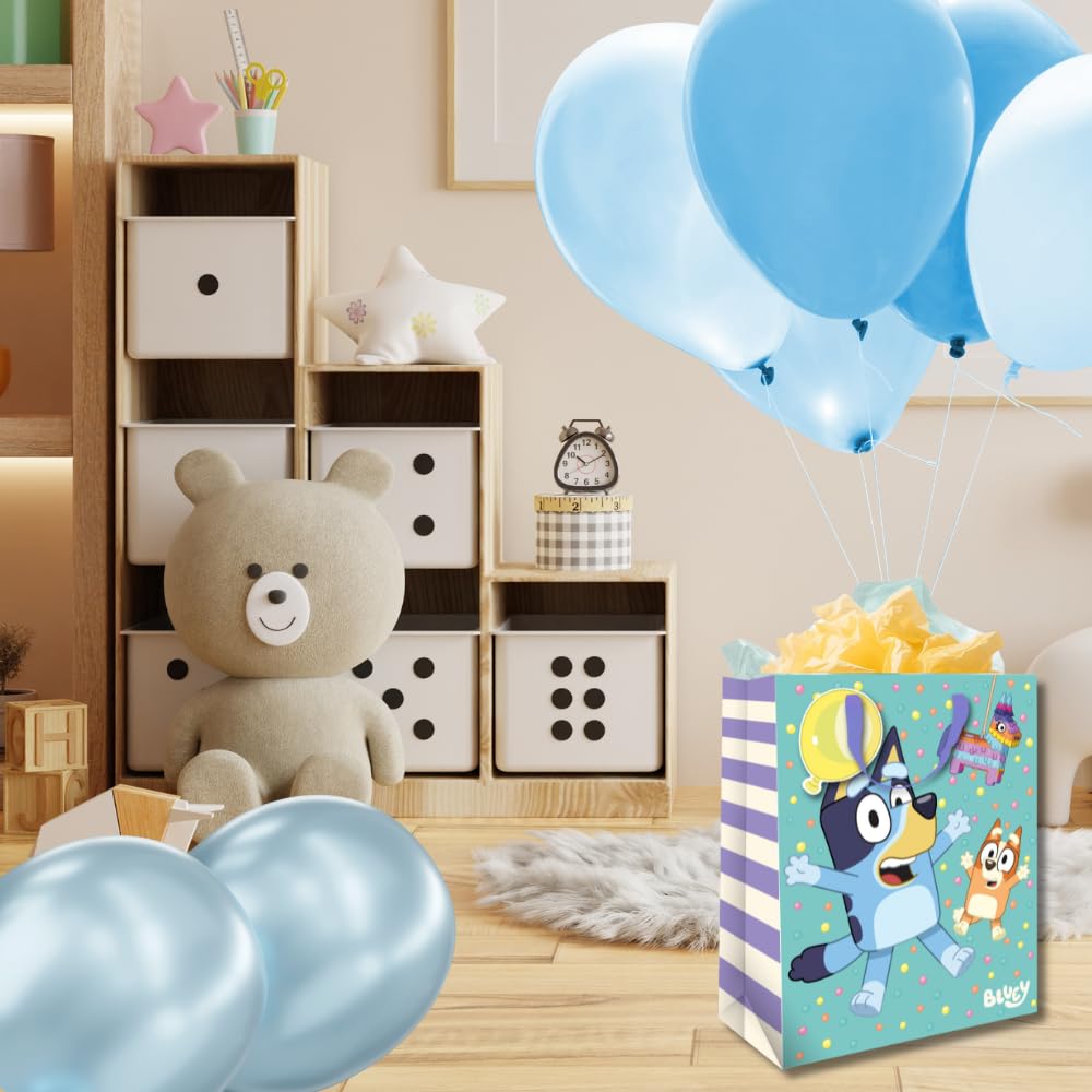 Danilo Promotions LTD Bluey Gift Bag - FSC Certified Paper | 33 x 26 x 13.5 cm | Birthday Theme 3