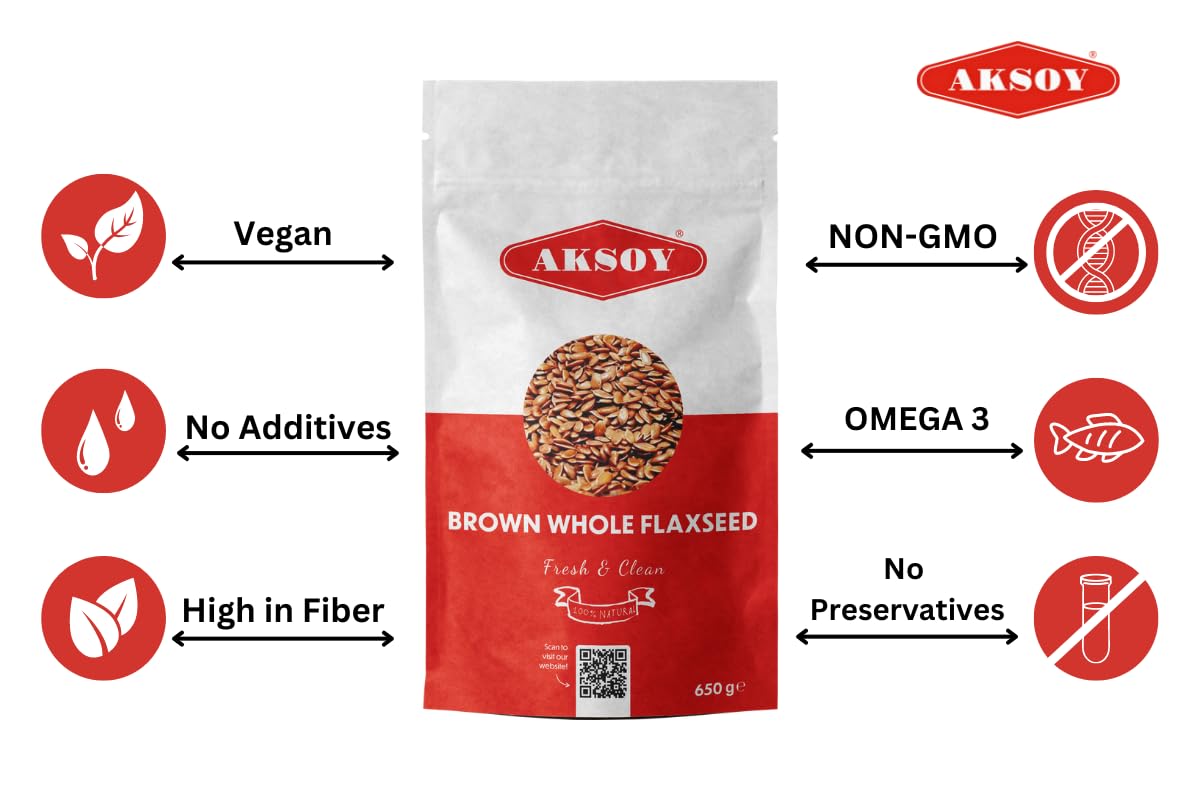 AKSOY Brown Whole Flaxseed (Linseed) - Rich in Omega-3 & Lignans | 650g 4