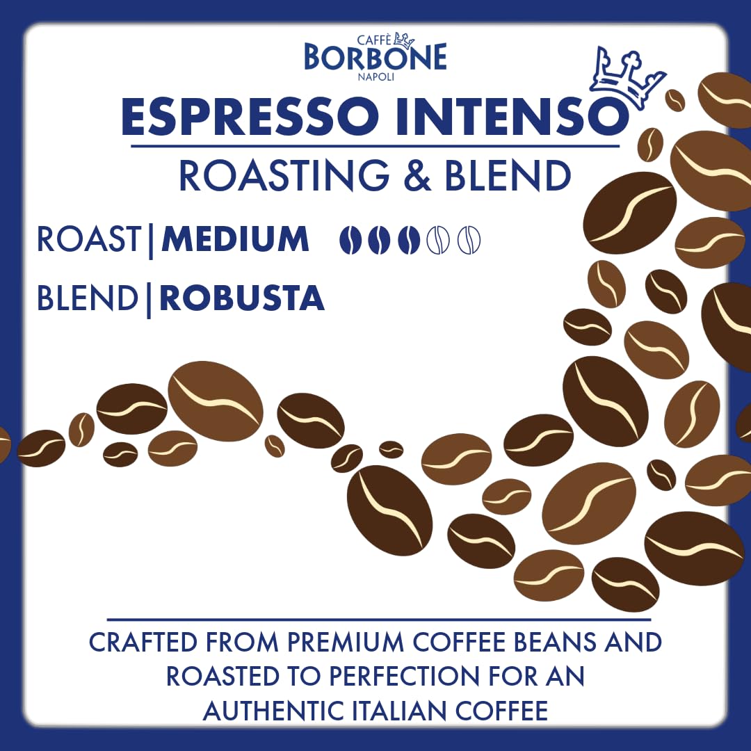 Caffè Borbone Espresso Intenso Whole Coffee Beans - 1kg | Robusta Blend | Dark Chocolate Notes